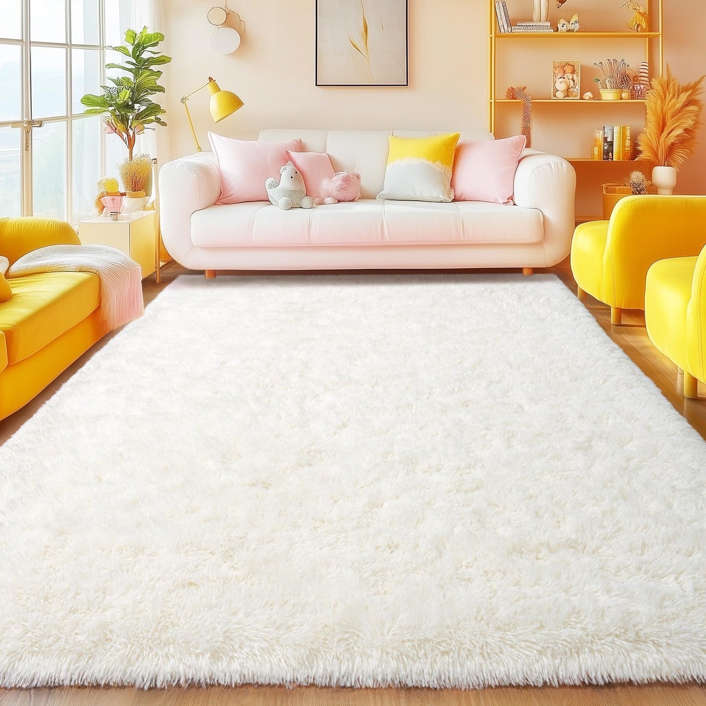 BSGIFT High Pile Rug, Grey, 160 x 230 cm, Shaggy Long Pile Fluffy Rug, Living Room, Modern Living Room Rug, Bed Rug, High-Pile Carpet, Non-Slip for Bedroom, Children's Room