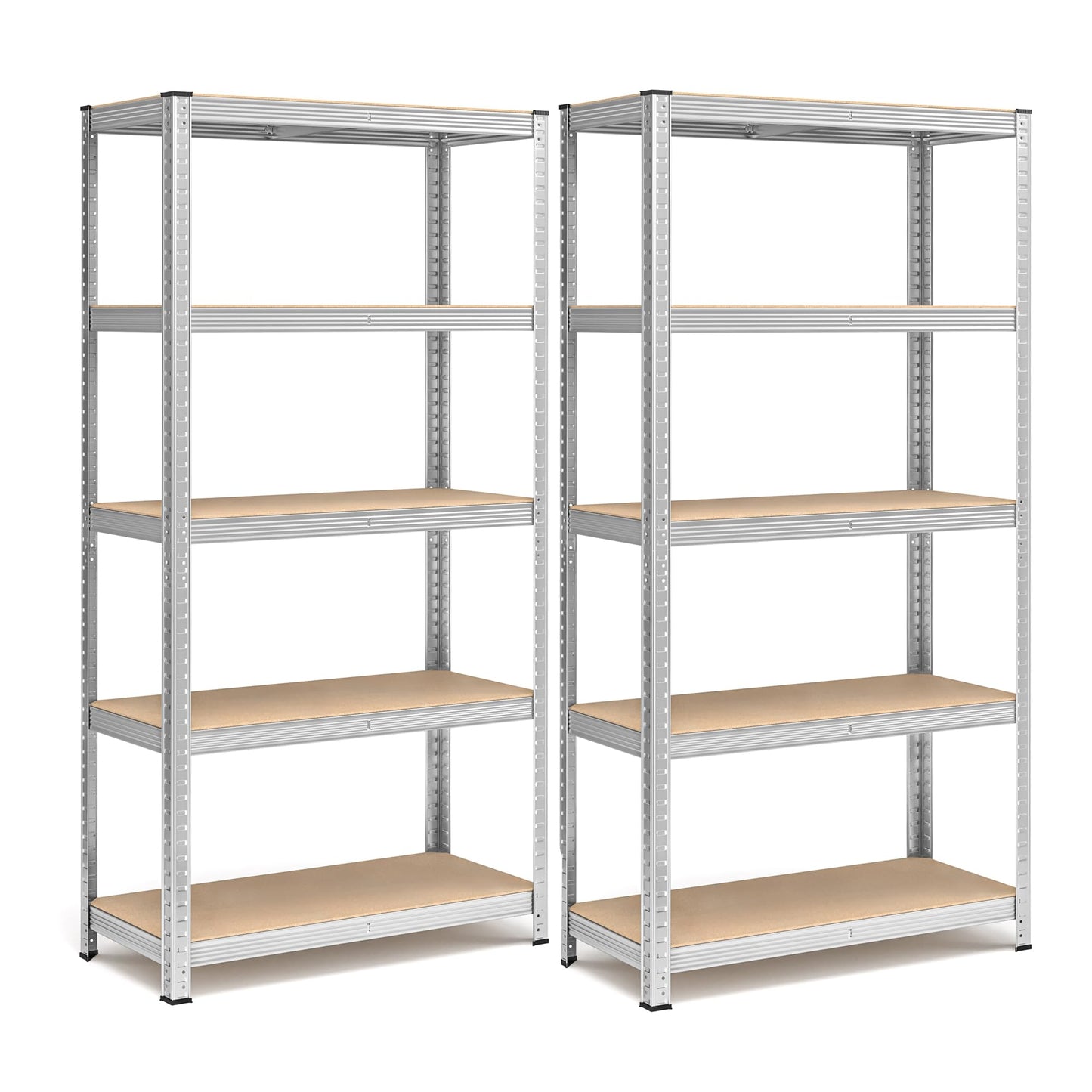 SONGMICS Storage Shelves, Heavy Duty Shelves, Set of 2, Basement Shelves, 180 x 90 x 40 cm, Maximum Load 875 kg, Shelves, Boltless Shelves, Reinforced Steel Frame, 5 Adjustable Shelves, Silver GLR040E02