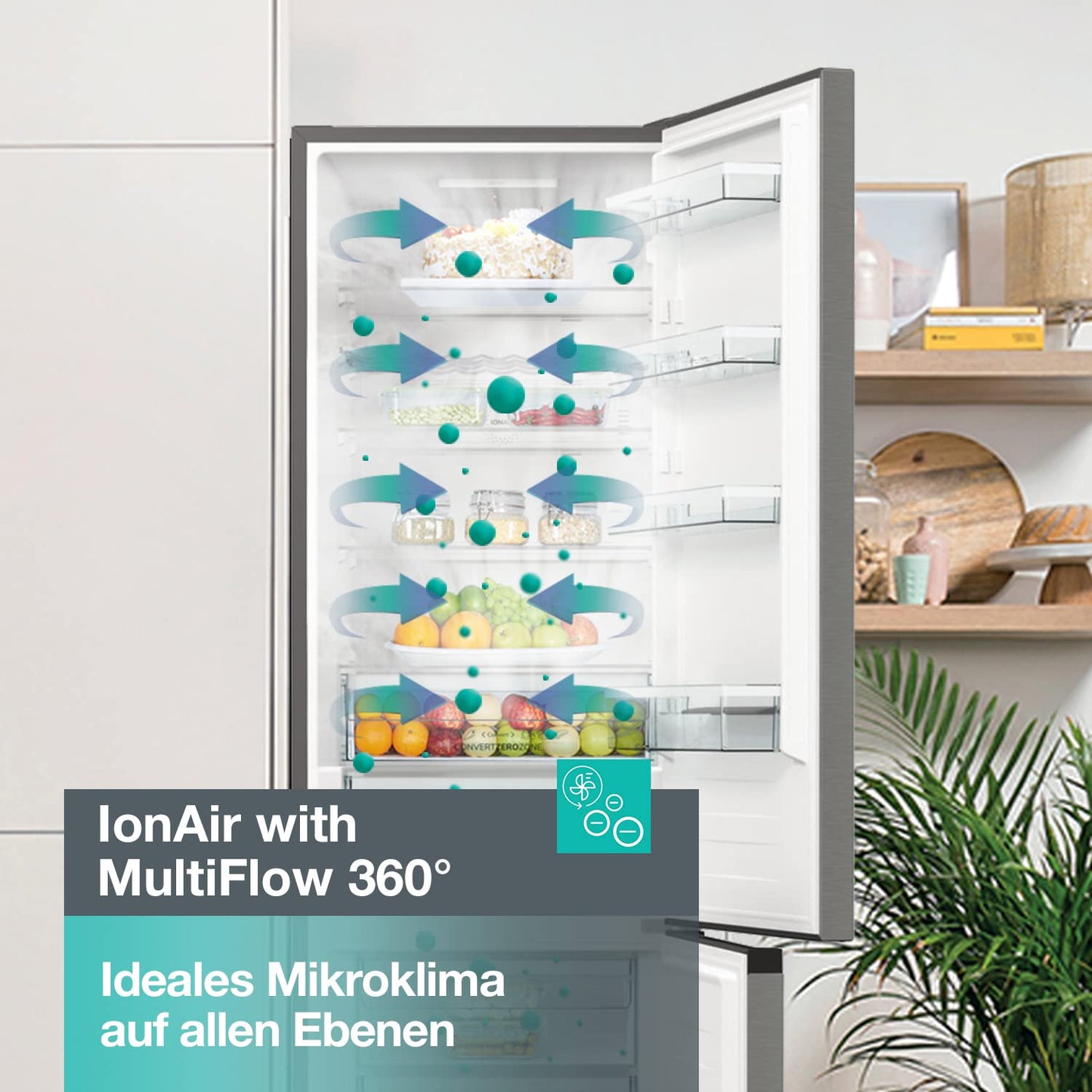 Gorenje N 619EAW4 Fridge-Freezer Combination, LED Display, 186 cm, 300 L, NoFrostPlus, Vegetable Compartment with Moisture Control, FastFreeze, White