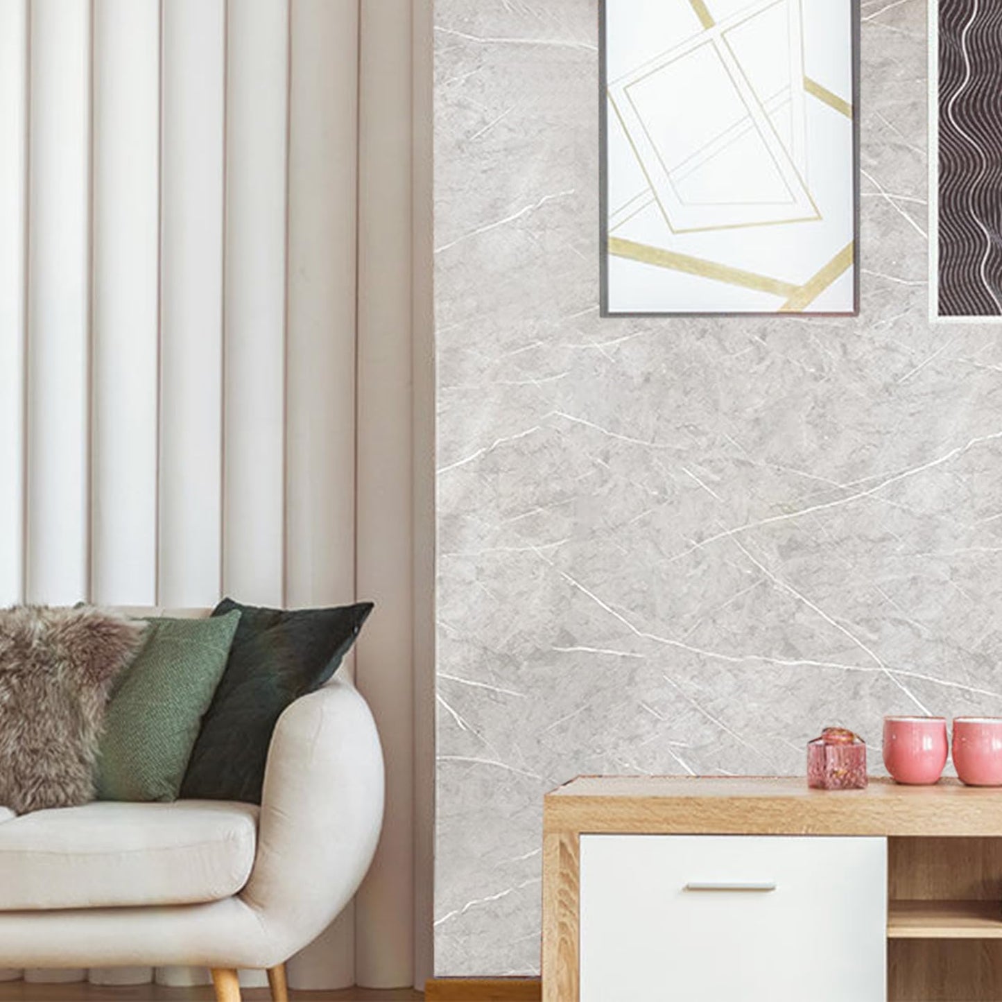 Kitchen Stove Back Wall Tiles, Kitchen Splashback in Marble Look, 60 cm x 3 m Rolls, Splash Guard, Kitchen, PVC Adhesive Tiles, Wall Tiles, Self-Adhesive, Kitchen Back Wall Plate