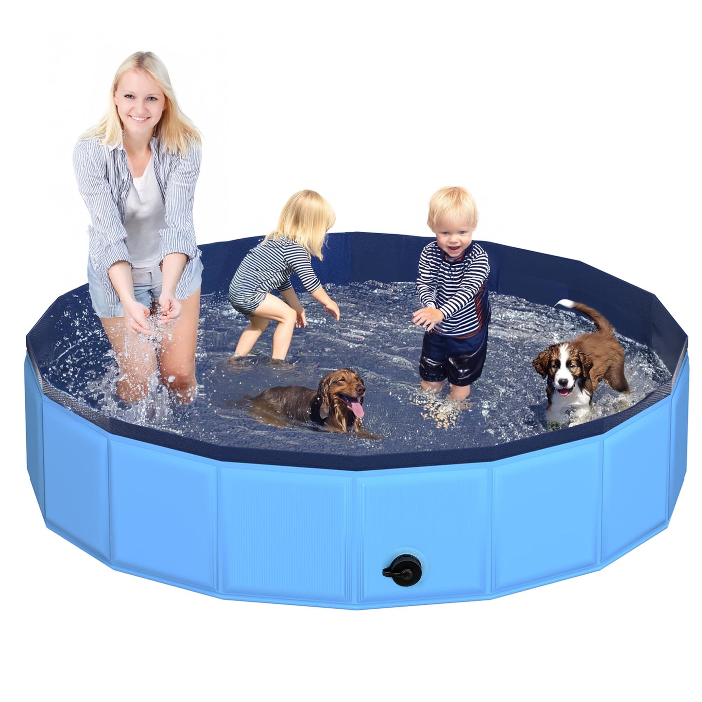CACSPS Faltbarer Hundepool, 221 x 30,5 cm, Kinderpool mit Hartplastik, rutschfeste Hundebadewanne für den Außenbereich, Hinterhof, Faltbarer Hundepool für Kinder, Hunde, Haustiere (rot)
