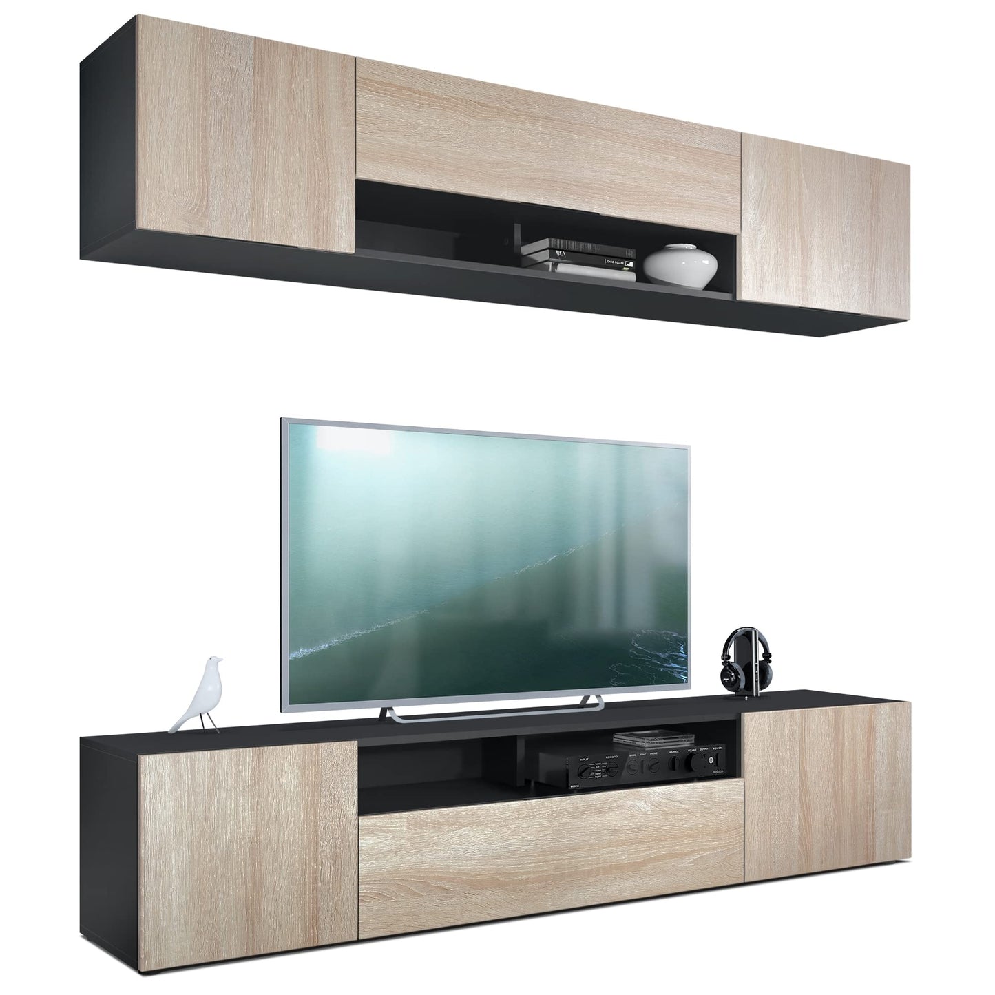 Vladon Mogan Wall Unit Black