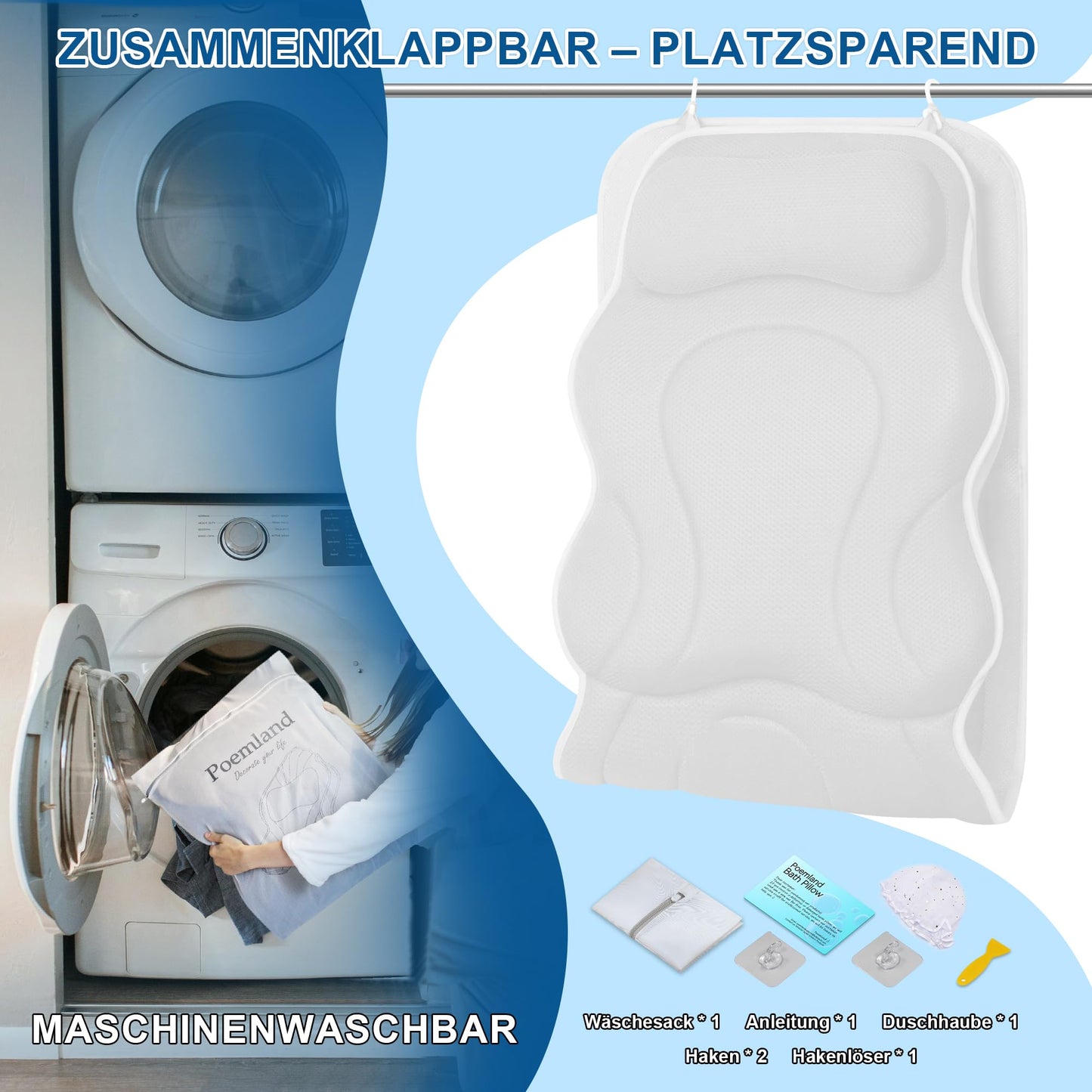 Luxury Thick Full Body Bath Pillow Mat & Cushion for Bathtub Headrest Neck Shoulder Supports Comfort Relaxation Spa Accessories