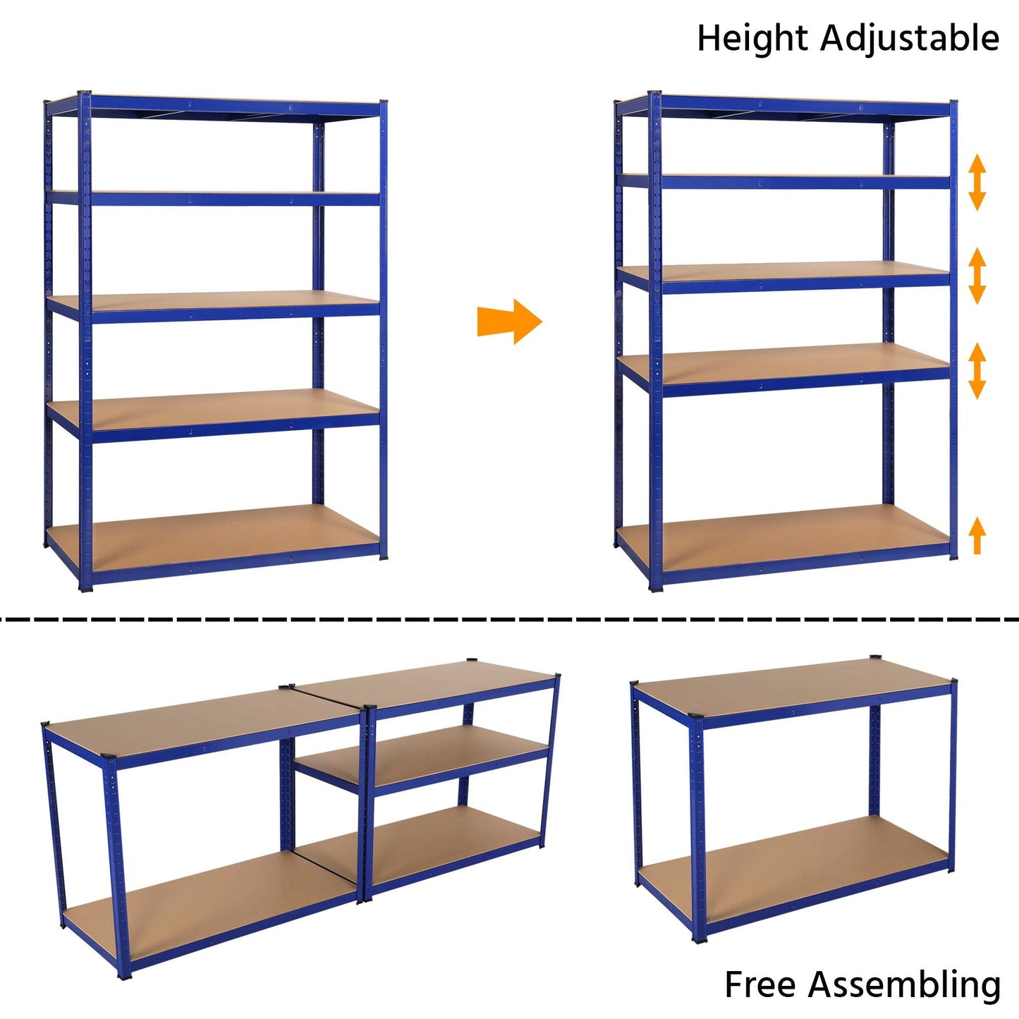 Yaheetech Heavy Duty Shelving Unit 180 x 120 x 60 cm 5 Shelves Metal Shelf Maximum Load 875 kg Cellar Shelving Unit Workshop Shelf