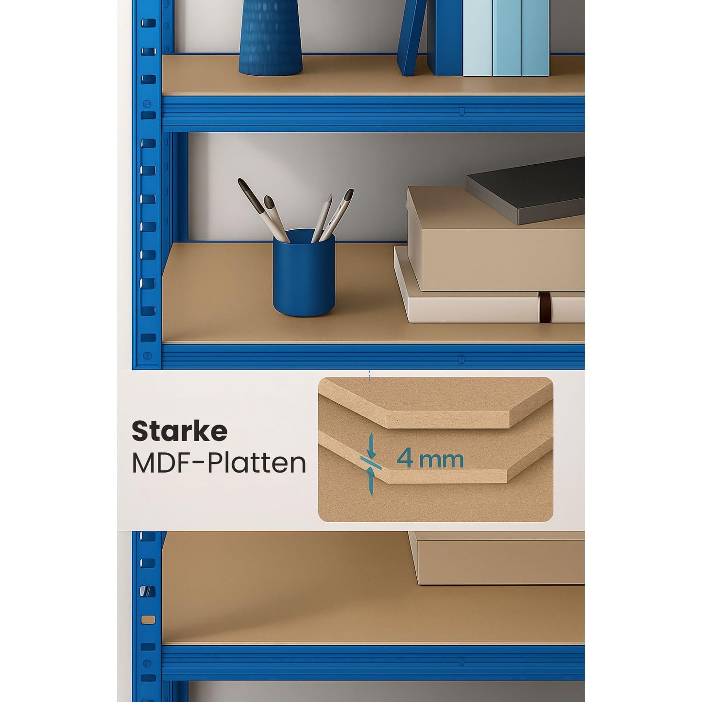 OfficeMarshal Double Pack Heavy Duty Shelves Black, 180 x 90 x 40 cm, Boltless Shelf, Storage Shelf, Standing Shelf, Plug-In System, Can be Assembled without Tools (Lakota)