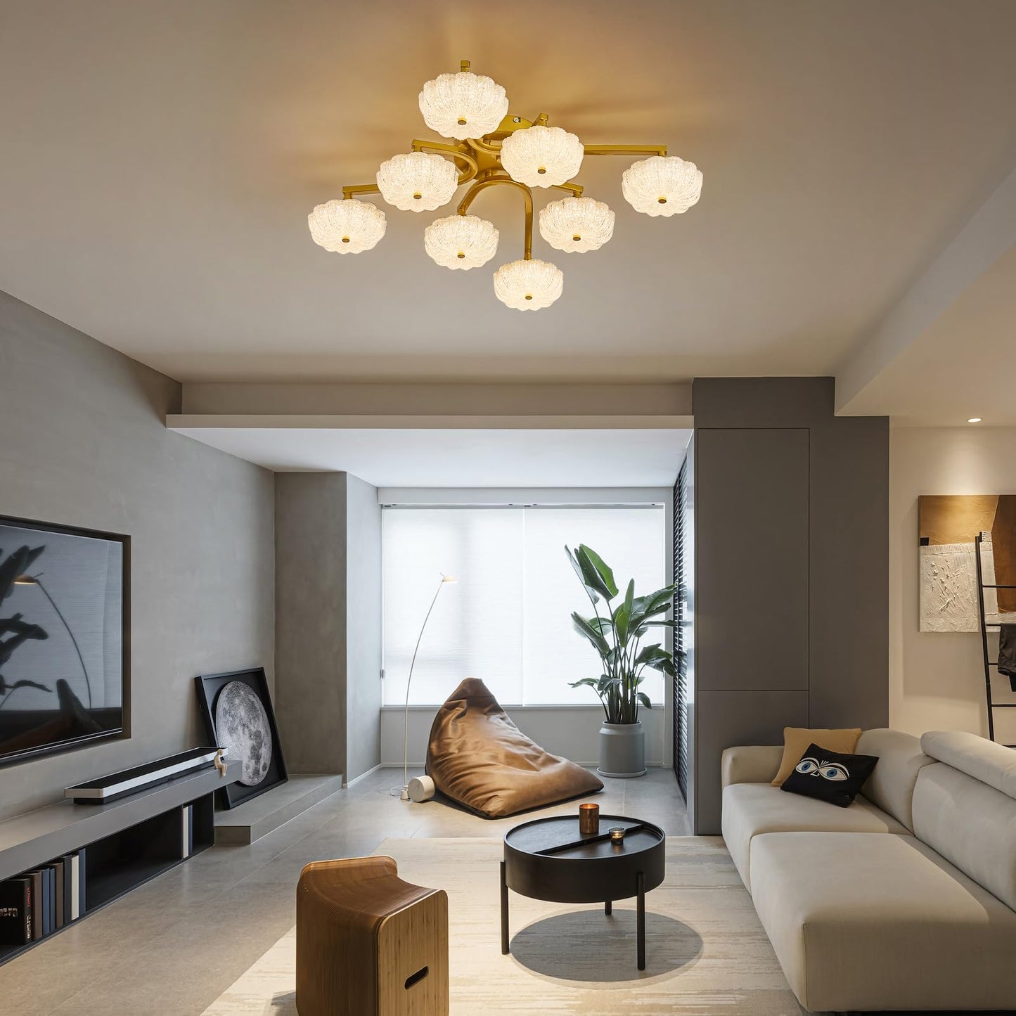 LED Ceiling Light, Modern Ceiling Light with Remote Control, Diameter 68 cm, Gold Dimmable Living Room Lamp, Colour Changing 3000 K - 6000 K with Memory Function, Kitchen Lamp, Bedroom Lamp Ceiling