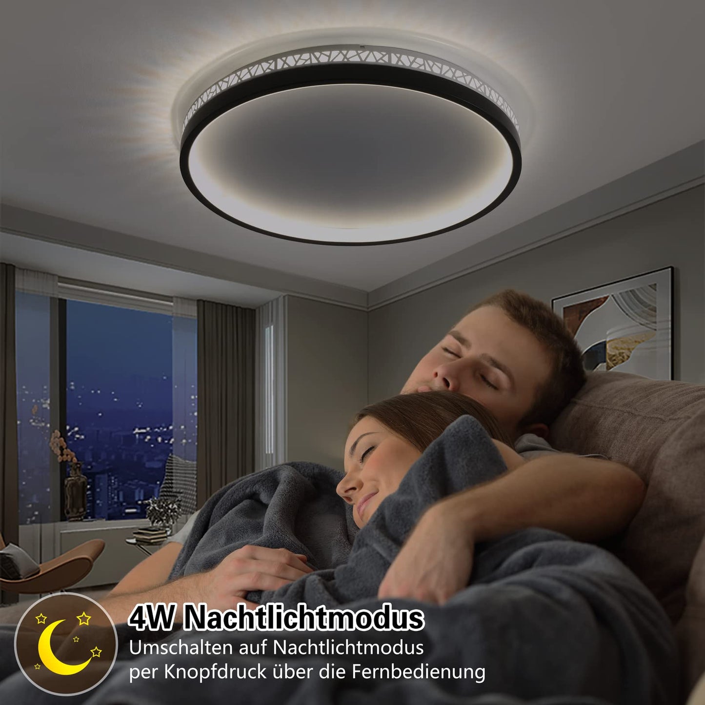 LED Ceiling Light 3000 K Warm Light Bedroom Lamp 30 W 30 cm Round Black Hollow Design "Bird's Nest" Ceiling Lamp Bedroom 3000 lm Not Dimmable