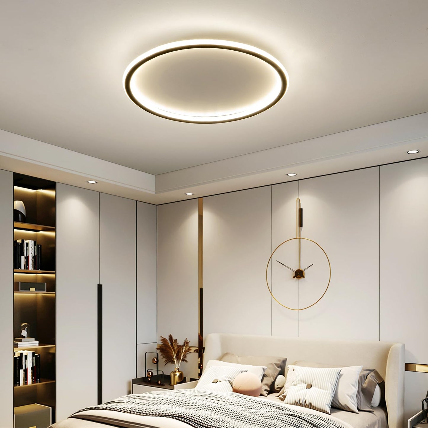 Mikeru 3000K Ceiling Light, 40 cm LED Round Ceiling Lighting, Warm White Ceiling Light, Flush Mount Bathroom Ceiling Lights Without Remote Control for Living Room, Hallway, Bedroom