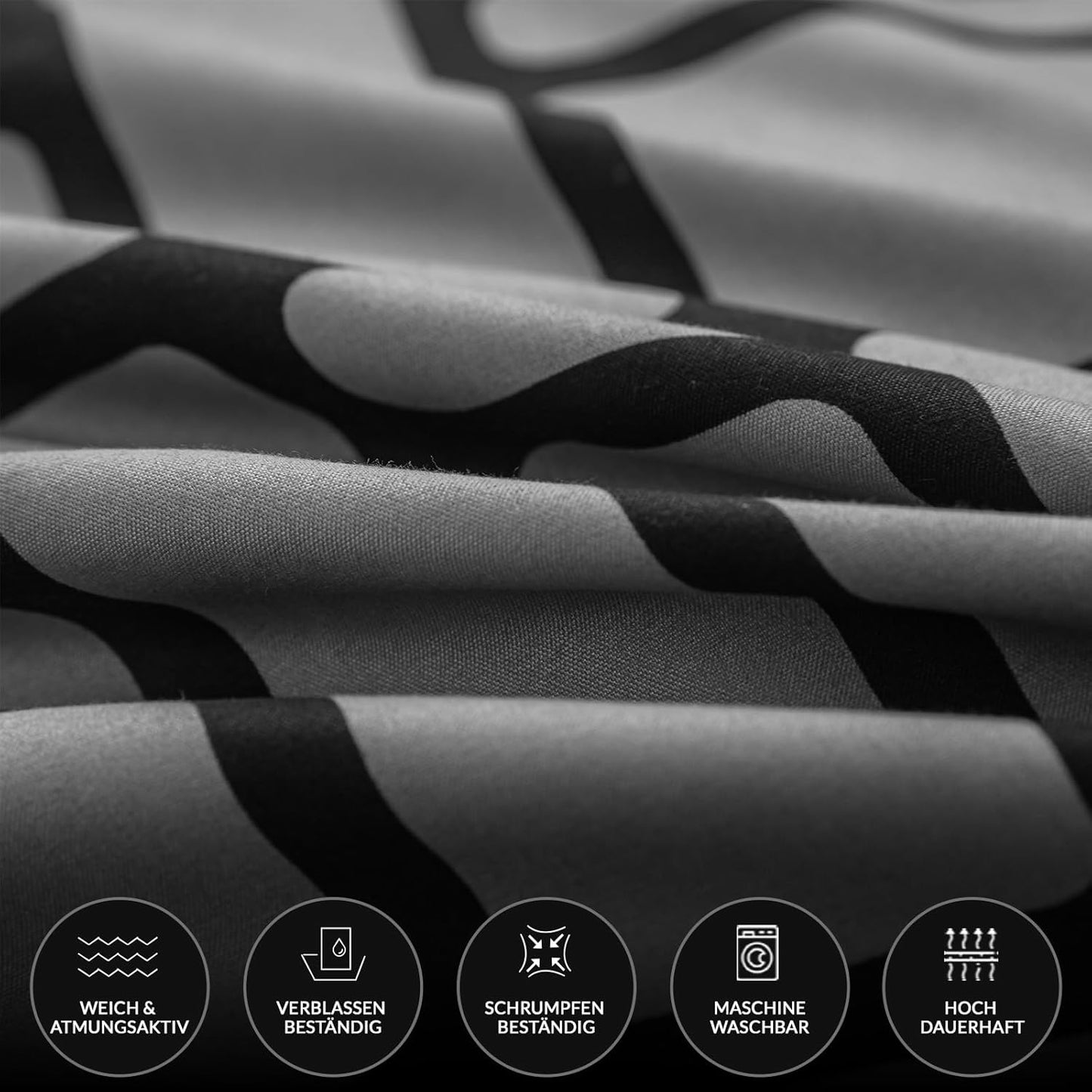 Pamposh Bed Linen 135 x 200 cm 4-Piece Bed Linen Grey 2 Duvet Covers 135 x 200 cm + 2 Pillowcases 80 x 80 cm, Oeko-Tex Bedding Sets Ultra Soft Microfibre with Zip