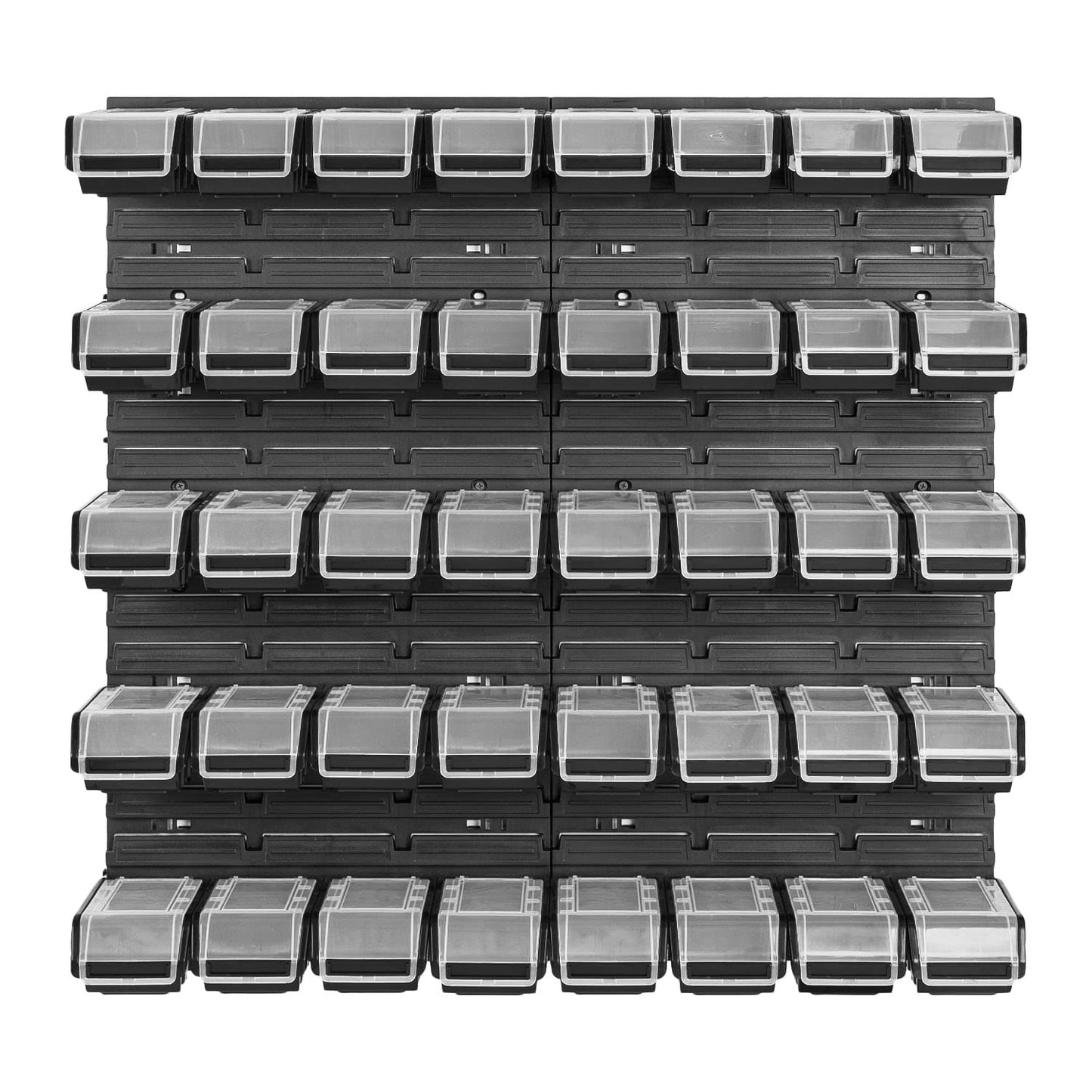 PAFEN Stacking Box Wall Shelf – 772 x 780 mm – Storage System 40 Pieces Boxes with Lid – Storage Shelf, Storage Boxes, Storage Boxes, Bulk Shelf, Black/Red