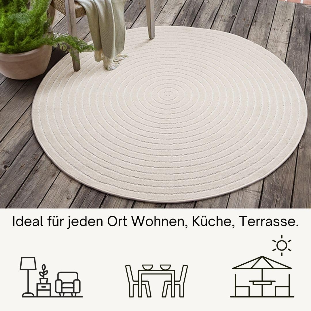 the carpet Santo Plus - Hochwertiger Outdoor Teppich, Passend für Wohnzimmer, Schlafzimmer und Terrasse, Wetterfest, langlebig und pflegeleicht, Creme, 140 x 200 cm