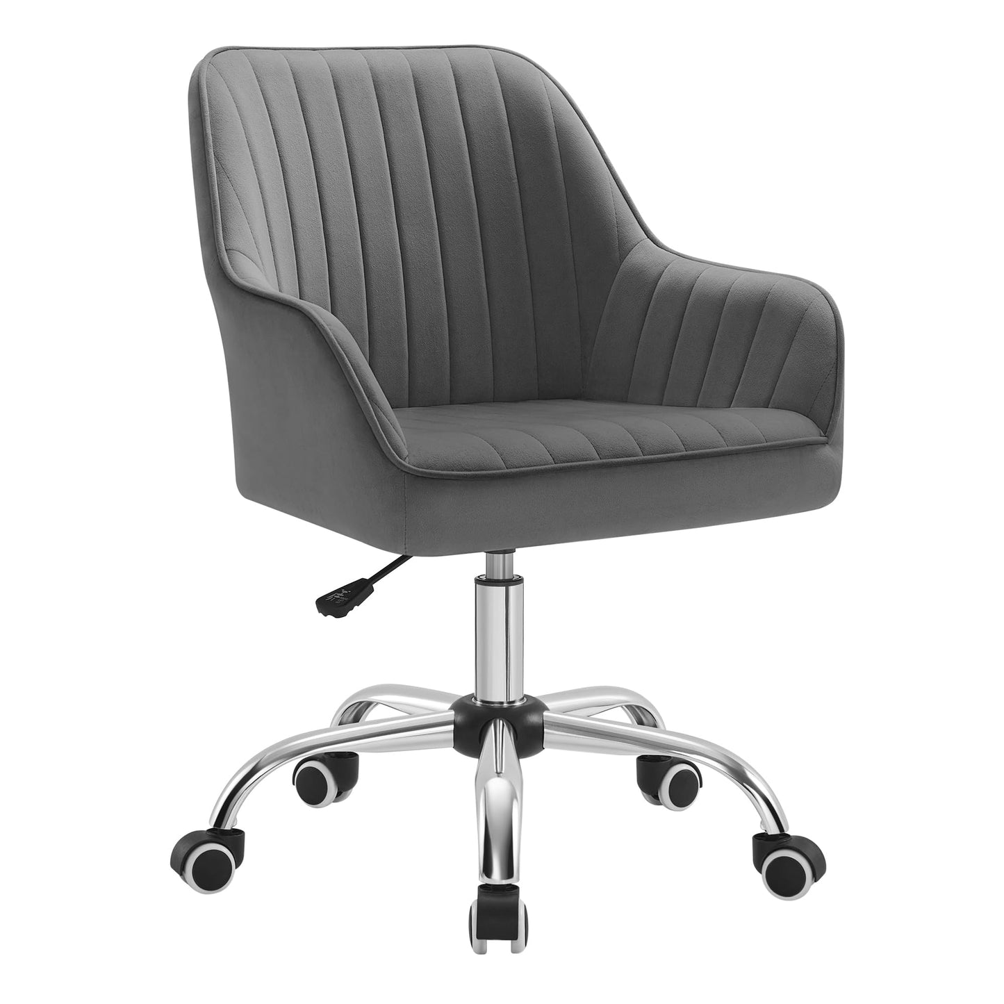 SONGMICS Office Chair Swivel Velvet Chair Foam Padding Height Adjustable Study Bar Slate Grey OBG012G01
