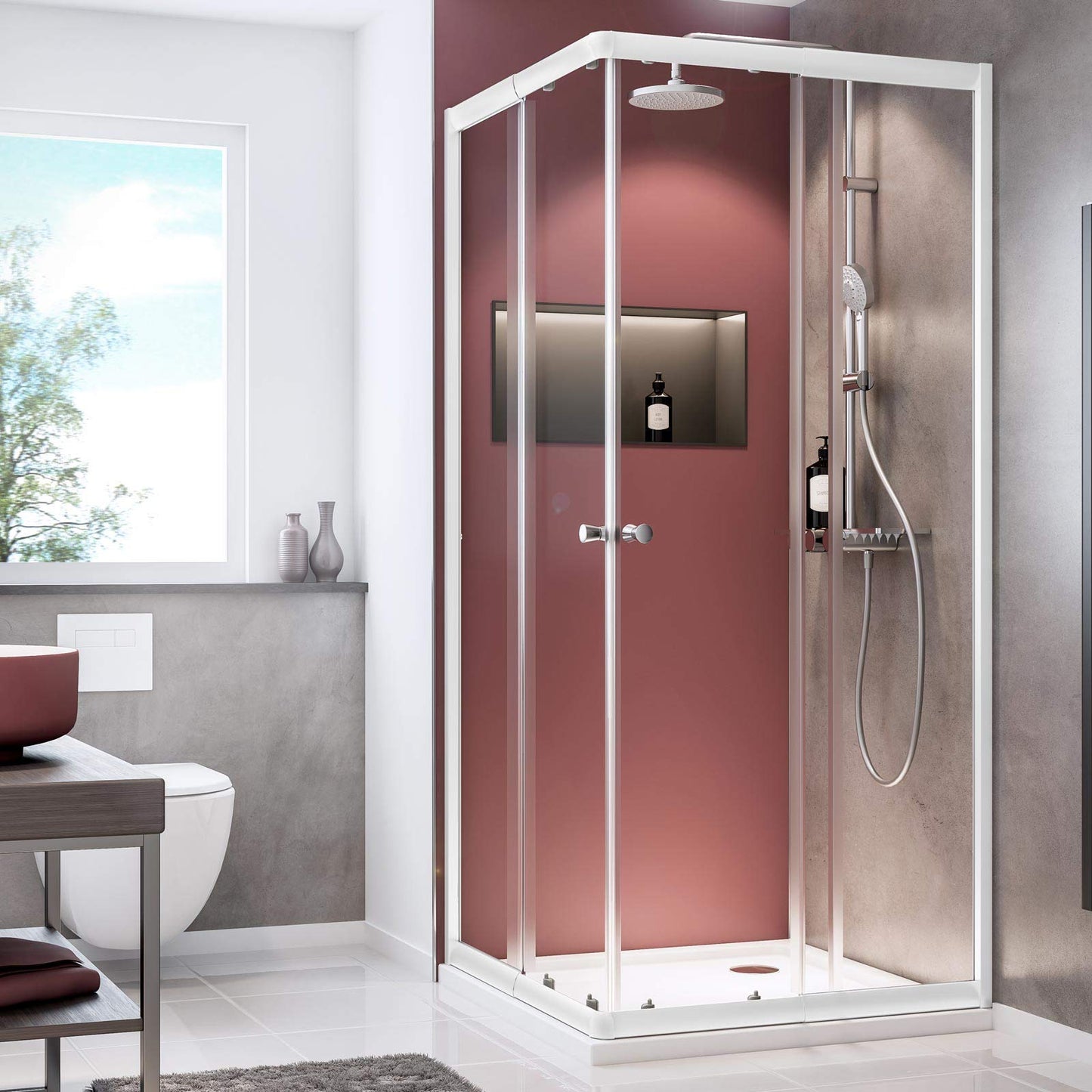 Shower Cubicle Sunny Corner Entry with Sliding Doors, 4060991057809