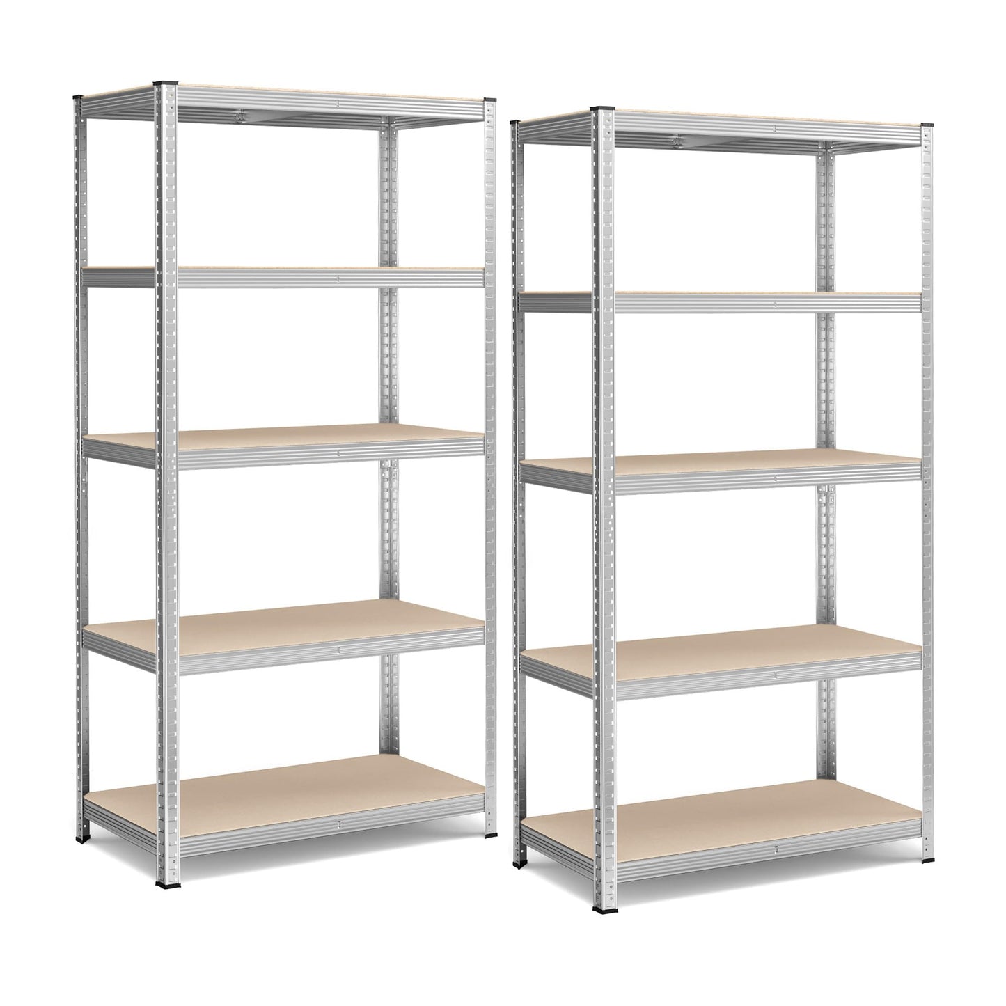 SONGMICS Storage Shelves, Heavy Duty Shelves, Set of 2, Basement Shelves, 180 x 90 x 40 cm, Maximum Load 875 kg, Shelves, Boltless Shelves, Reinforced Steel Frame, 5 Adjustable Shelves, Silver GLR040E02