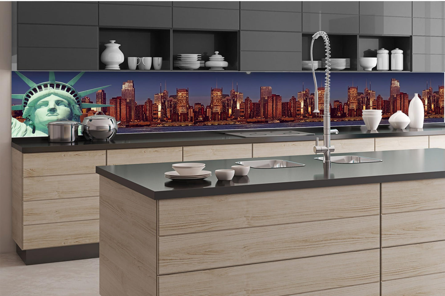 Küchenrückwand Folie selbstklebend HOLZLATTEN | Klebefolie - Dekofolie - Spritzschutz für Küche | Made in EU - 260 cm x 60 cm