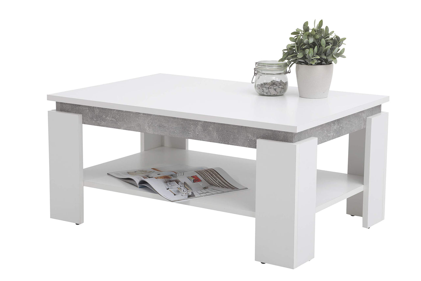Hela Tische, Tim Coffee Table, Square Sofa Table, Melamine-Coated Wood Material, Coloured Table Wreath, Concrete Look/Anthracite, 68 x 68 x 41 cm