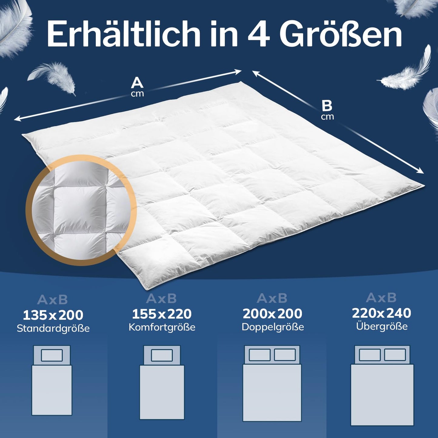 CALMONT - Daunen Bettdecke I Daunendecke 135x200 I 100% extra weiche Federn & Daunen | Fachärztlich geprüft für Allergiker | Oeko-Tex (135 x 200 cm, Warme Winterdecke)