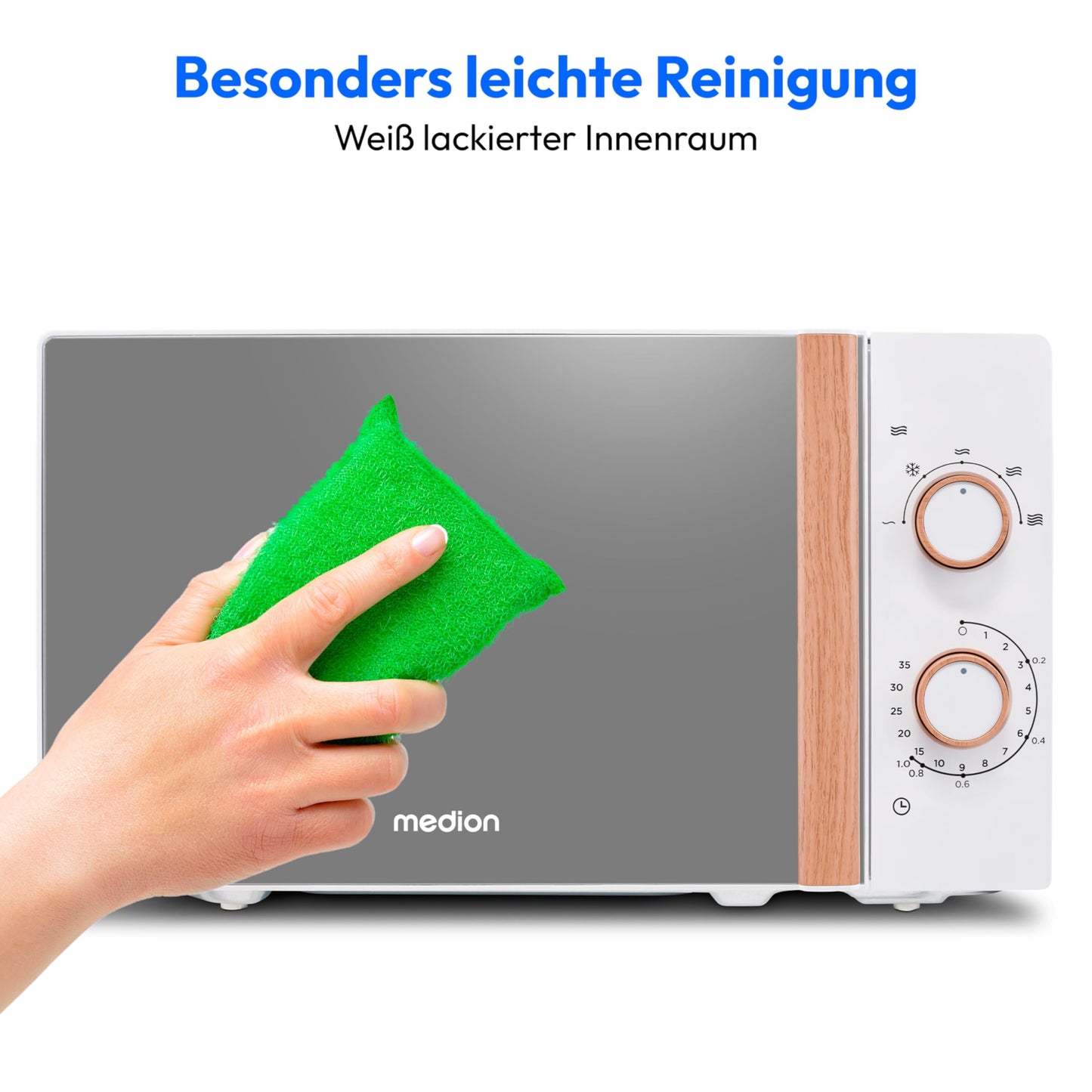 MEDION MD 15644 Microwave, Approx. 700 Watt Power, Approx. 17 Litre Capacity, 6 Levels, Defrost Function, Black/Silver