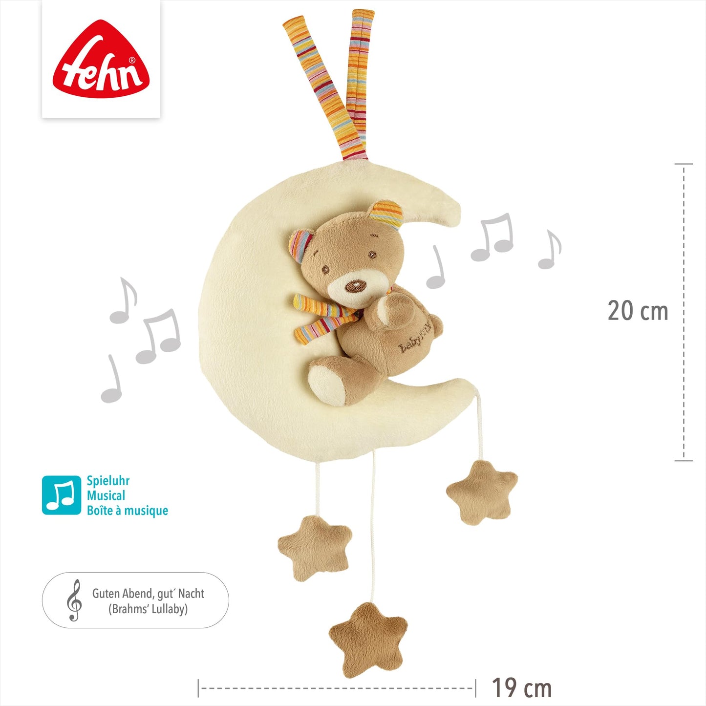 Fehn Wind Up Musical Box Rainbow Teddy