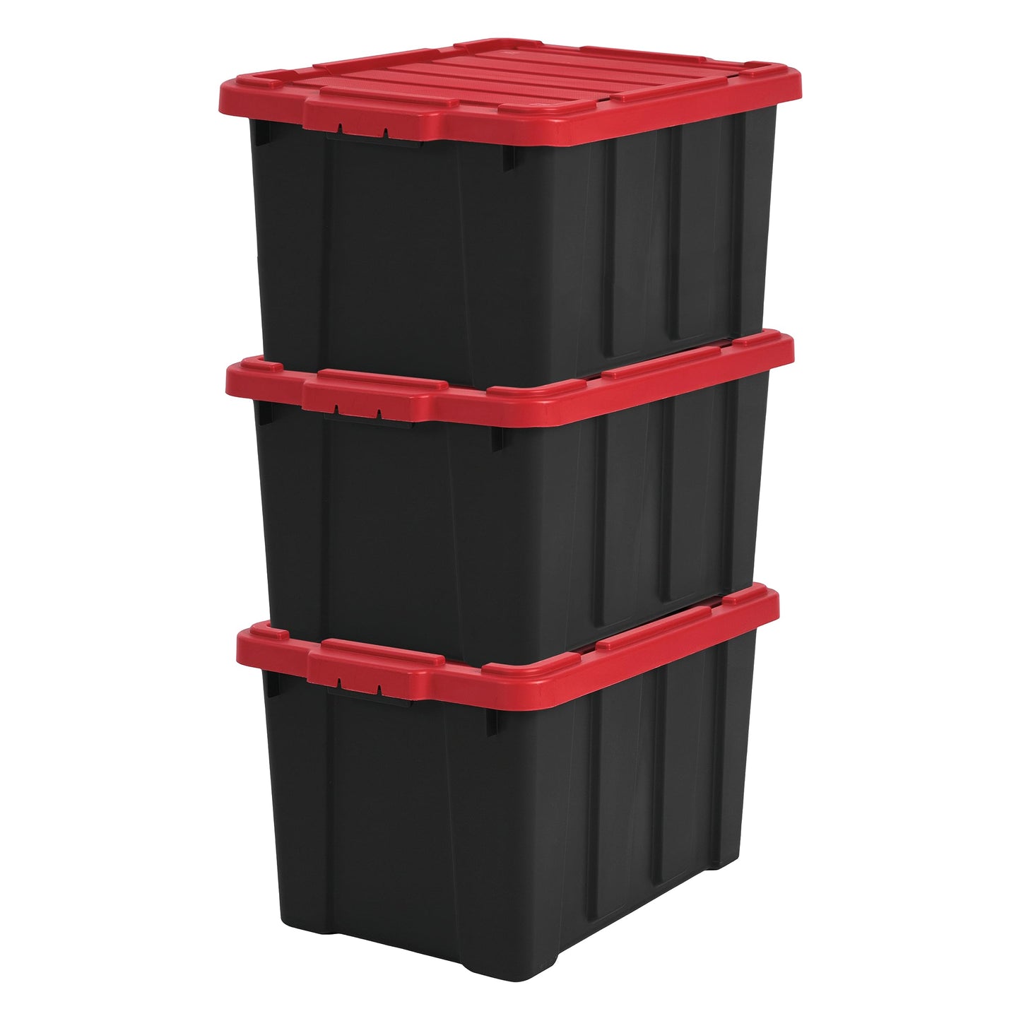 Iris Ohyama, 100L Plastic Storage Box with Heavy Duty Lid, Set of 2, Black, Stackable, Garage Shelves, Moving Moving Plastic Tool Box Storage Box UTB-27