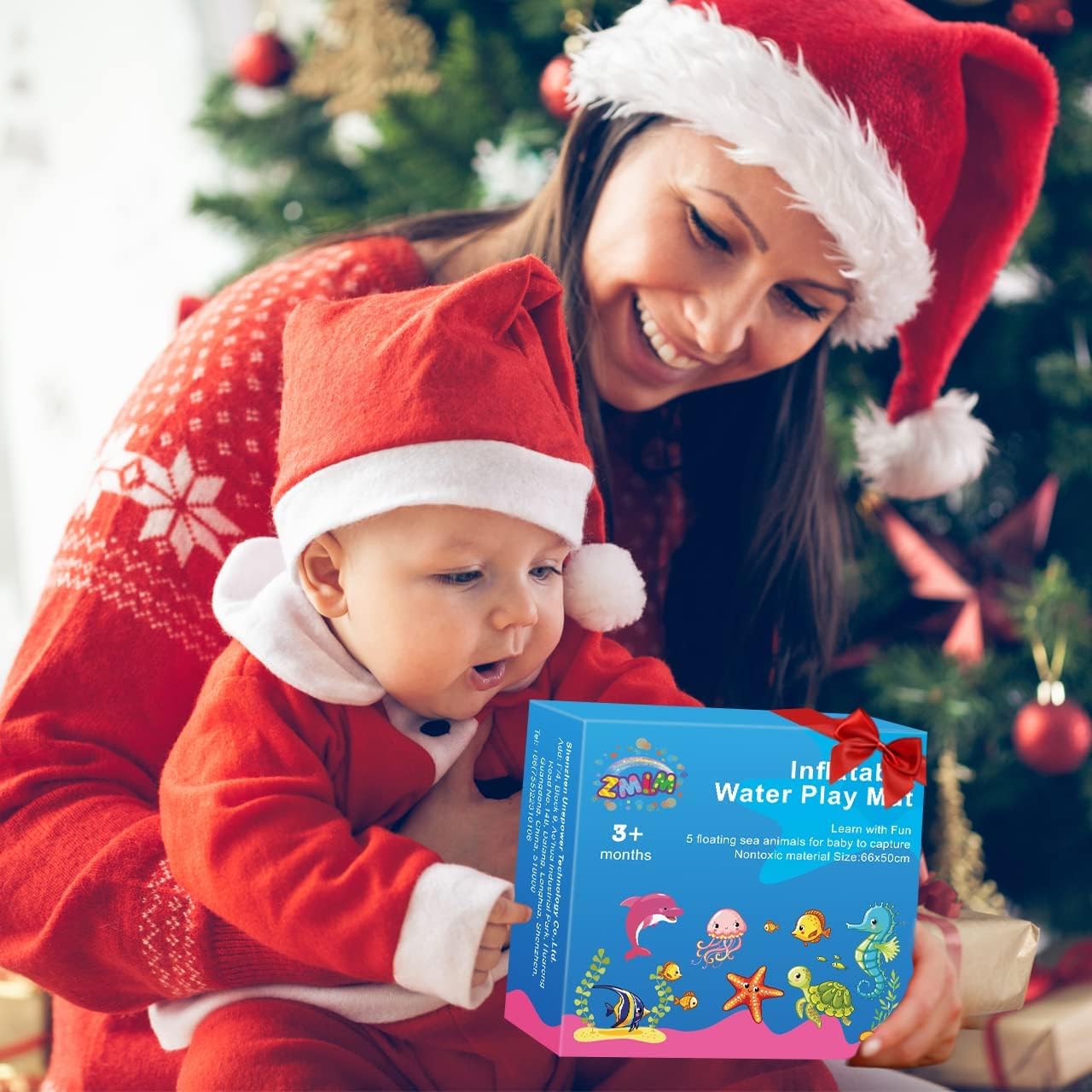 ZMLM Baby Tummy Time Water Mat: Toddler Toy Gift Activity Play Mat Inflatable Sensory Play Mat Babies Belly Time Pat Indoor Small Pad for 3 6 9 Months Newborn Boys