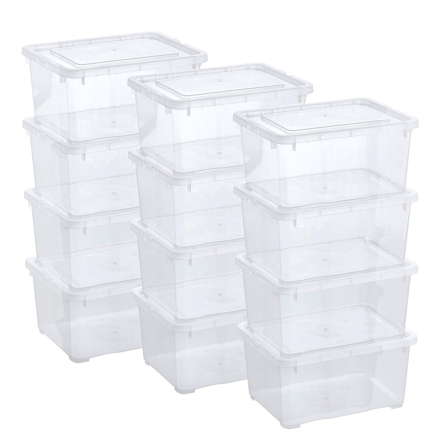 Grizzly Storage Boxes with Lid Transparent – Transparent Boxes, Stackable, with Ventilation, 5er Set, 10 l