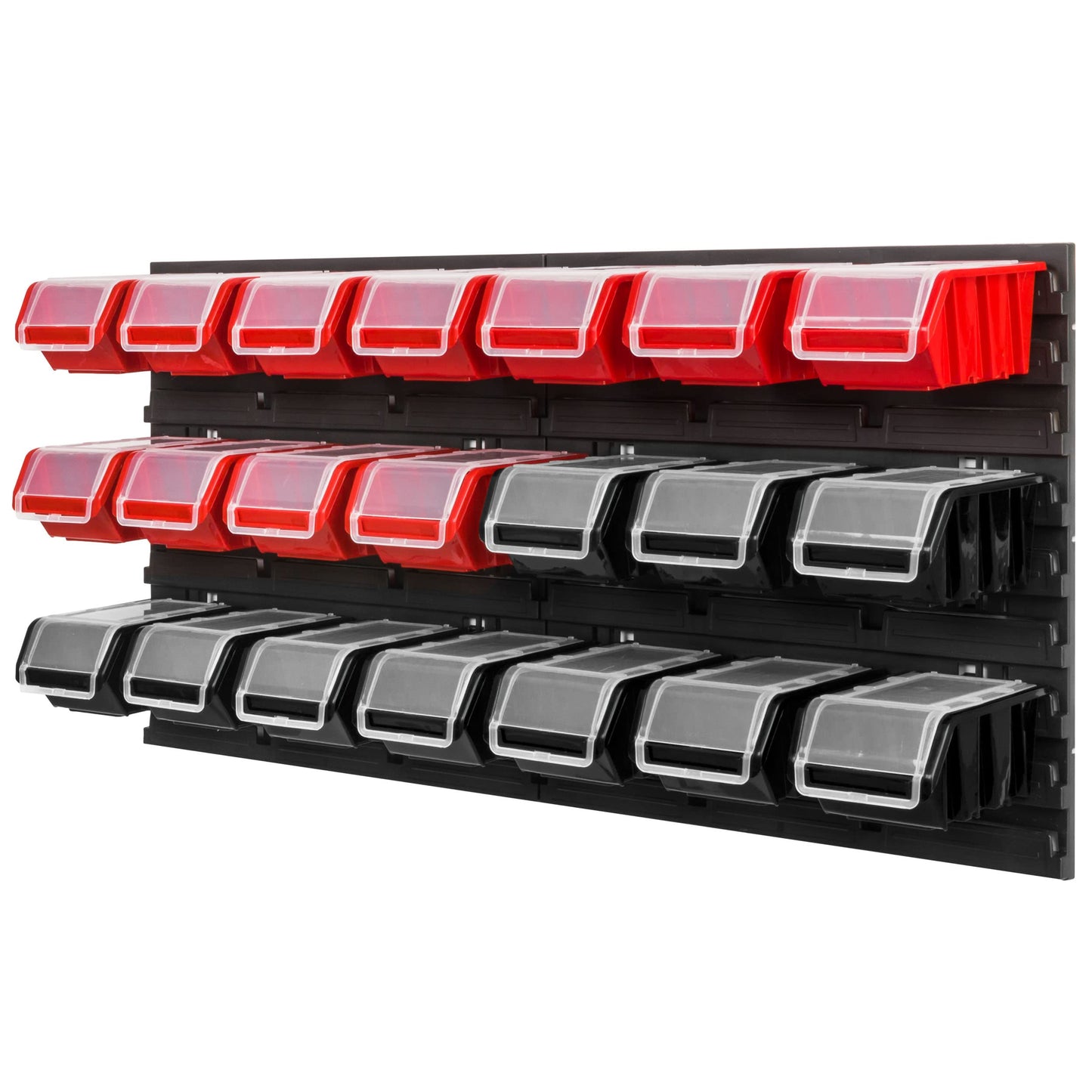 Storage System Workshop Shelf, 78 x 39 cm, Pack of 21 Box, Wall Shelf with Stacking Boxes, Wall Plates, Extra Strong Chute Shelf, Warehouse Perforated Wall, Storage Shelf, Garage Shelf (Red)