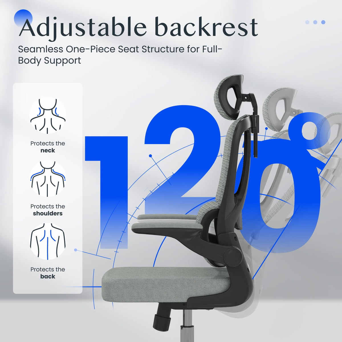 FLEXISPOT OC3C Office Chair Ergonomic Desk Chair Computer Chair Height-Adjustable Seat Headrest Armrest Lumbar Support Swivel Castors Work Chair