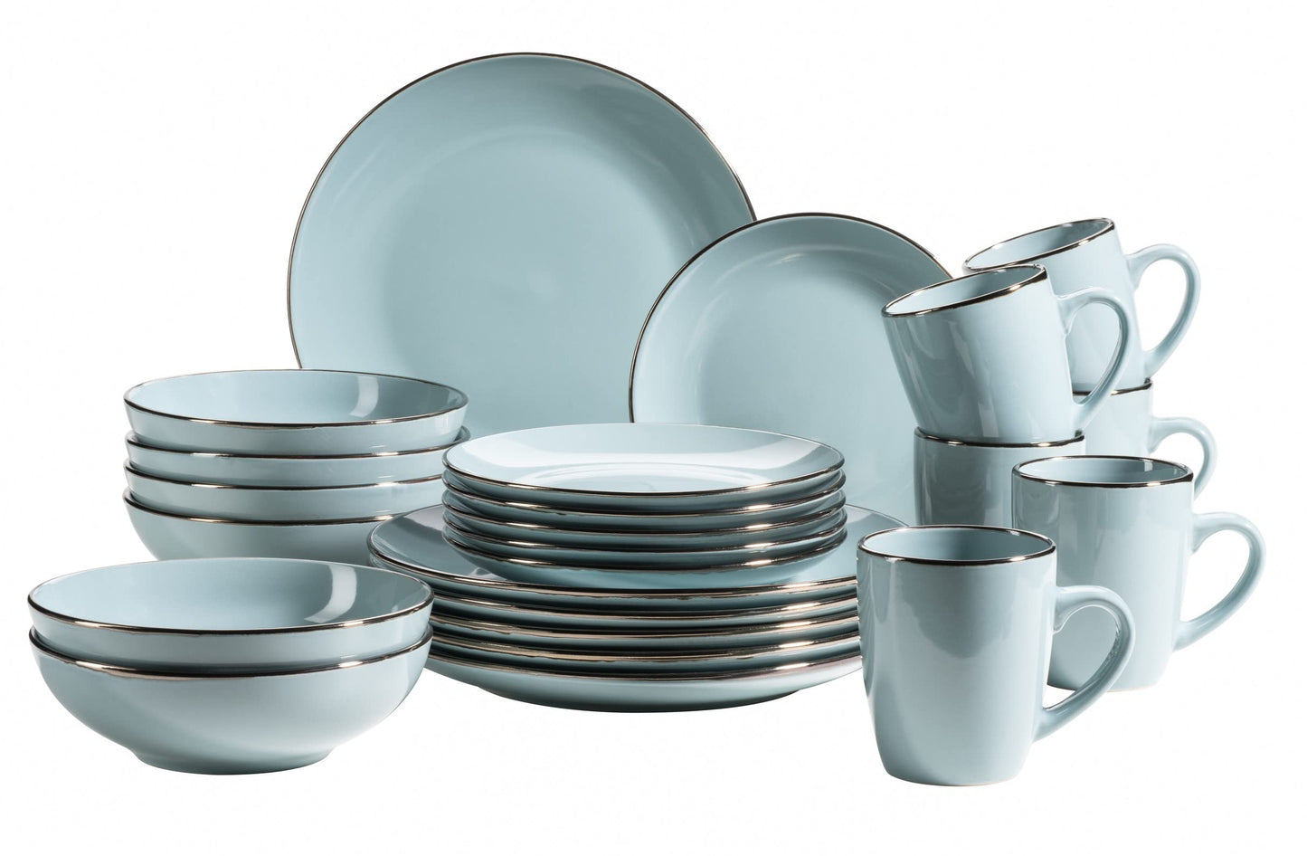 MÄSER 931626 Metallic Rim, Modern Crockery Set