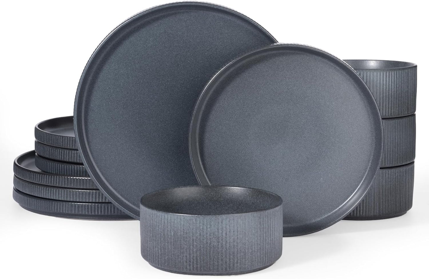 Star 18-Piece Plate Set, Crockery Set for 6 People, Stoneware Crockery Set, Anti-Scratch Dinner Service, Microwave & Dishwasher Safe, Cappuccino White