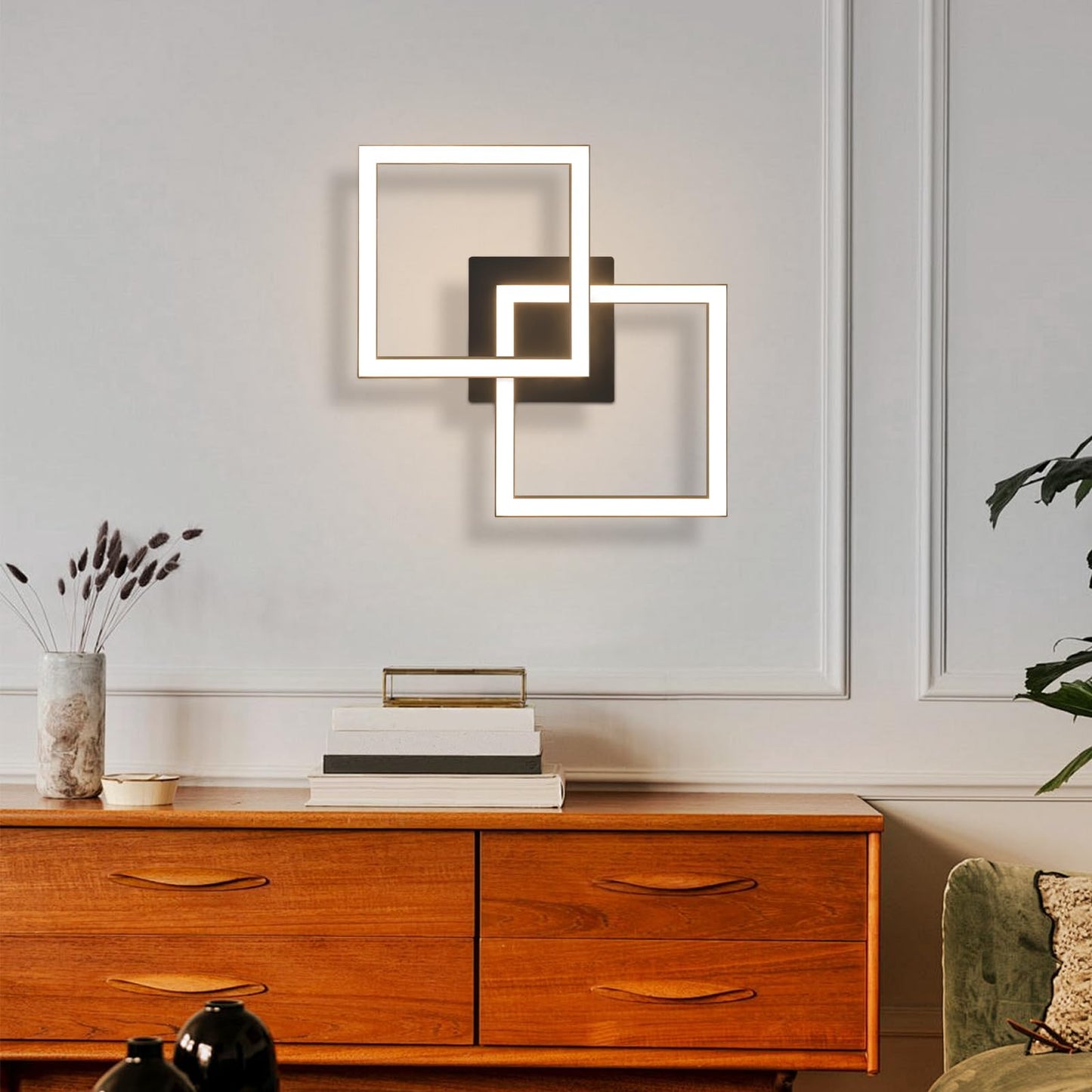 Homefire LED Ceiling Light, Kitchen, 24 W, Kitchen Lamp, Black, Living Room Lamp, Modern Design, Hallway Lamp, Warm White, Hallway, Bedroom Lamp, Square, for Living Room, Bedroom