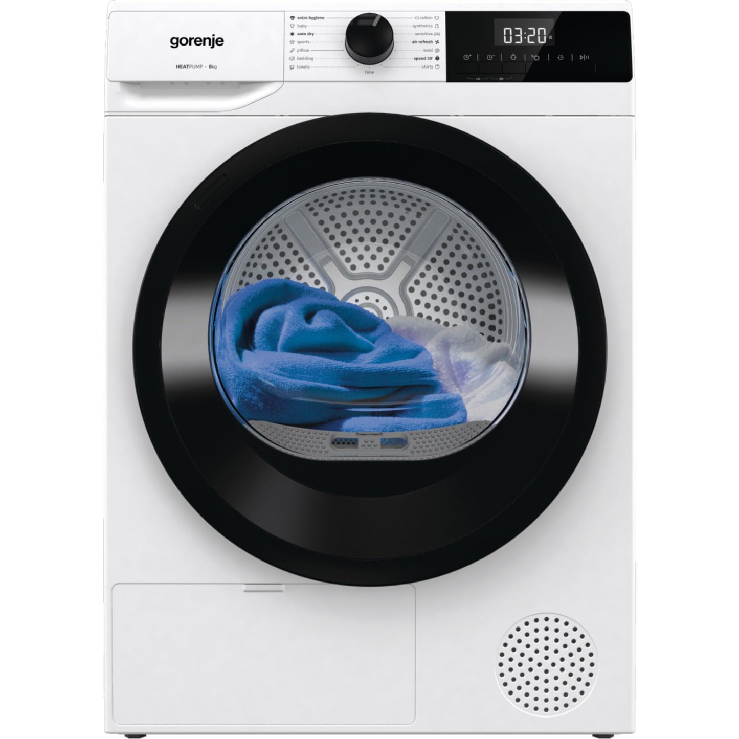 Gorenje DPNE82/GN Trockner/Kondensation mit Wärmepumpe / 8kg / 16 Programme/WIFI/Made in Europe/WaveActive Trommel/TwinAir/Feuchtesensor/Naturedry/LED Display/EEK: A++
