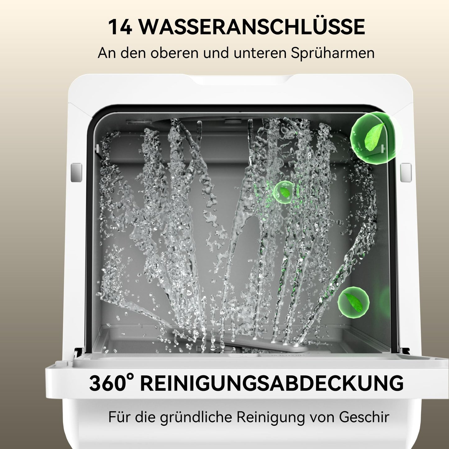 Hermitlux Tischgeschirrspüler, mini spülmaschine mit 7+3 Programme, 5 Maßgedecken, 5L Wassertank, Startverzögerung und Kindersicherung