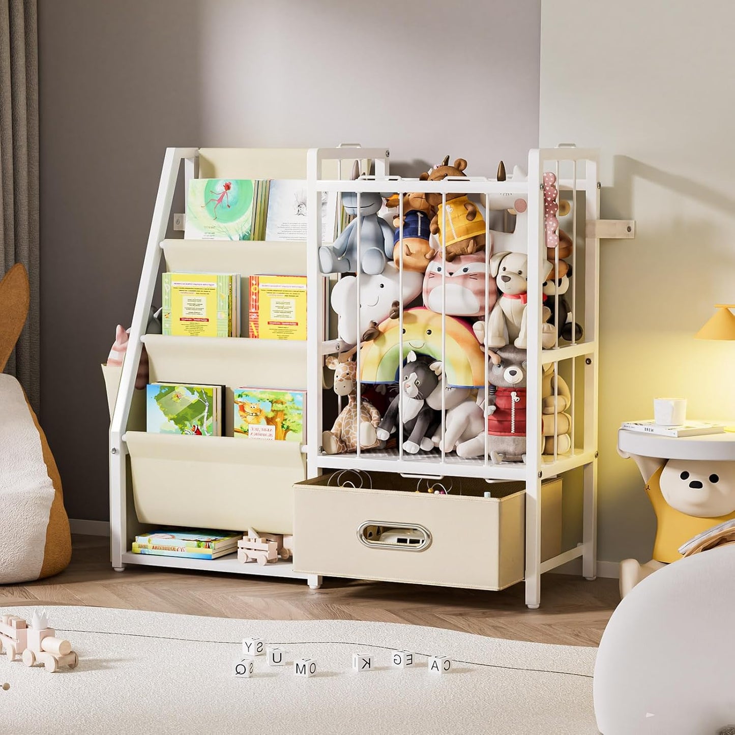 Yorbay Children's Bookcase, Toy Shelf, Children's Room Shelf with 3 Compartments, Children's Shelf for Storing Picture Books and Toys, Children's Shelf, Suitable for Children's Room, Playroom