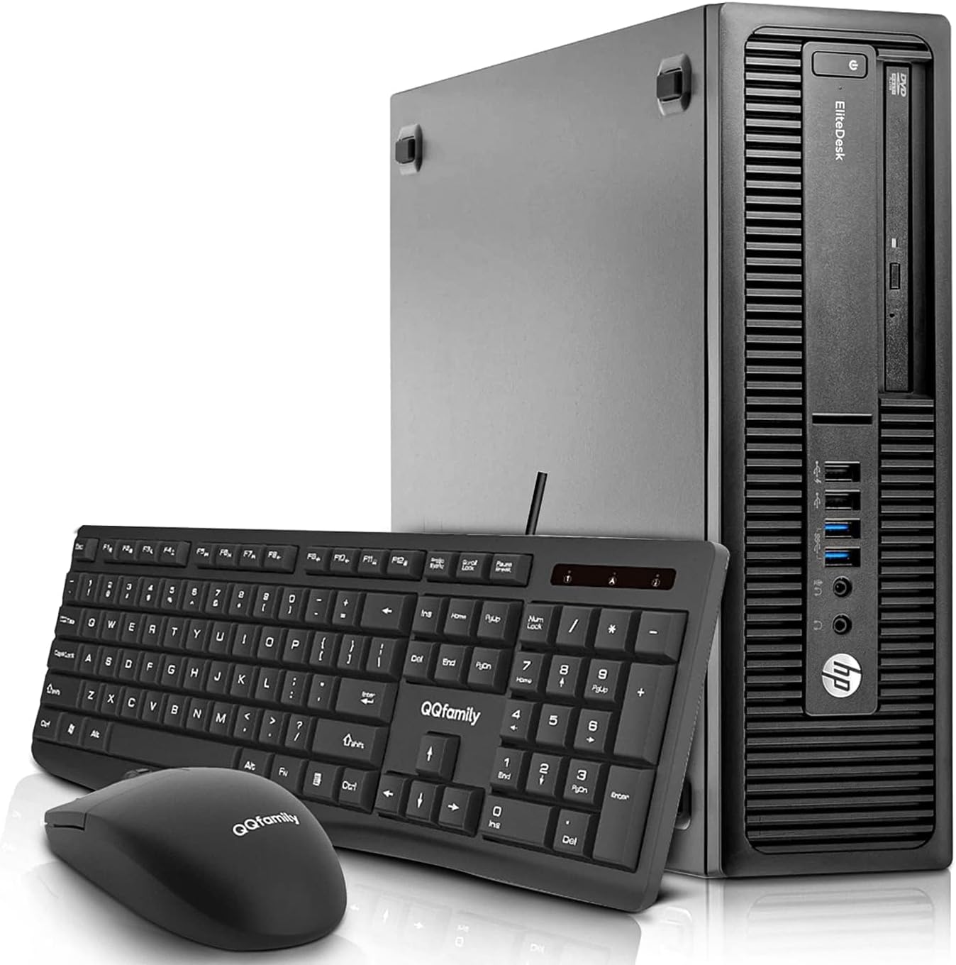 HP EliteDesk 800 G1 SFF Desktop Computer PC, Intel Core i5-4570, 16 GB RAM, 512 GB SSD, US Tastatur, WiFi, Bluetooth, Windows 11 Pro (Generalüberholt)