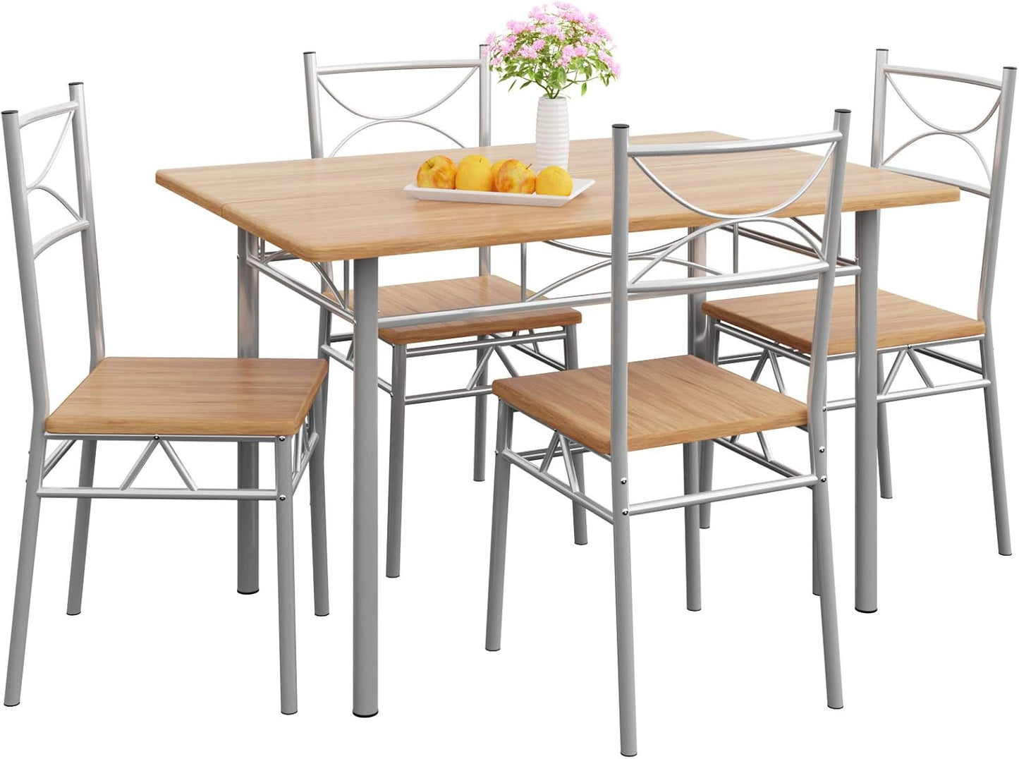 Casaria Dining Table Kitchen Table with 4 Chairs Dining Room Set Kitchen Table Chair Set
