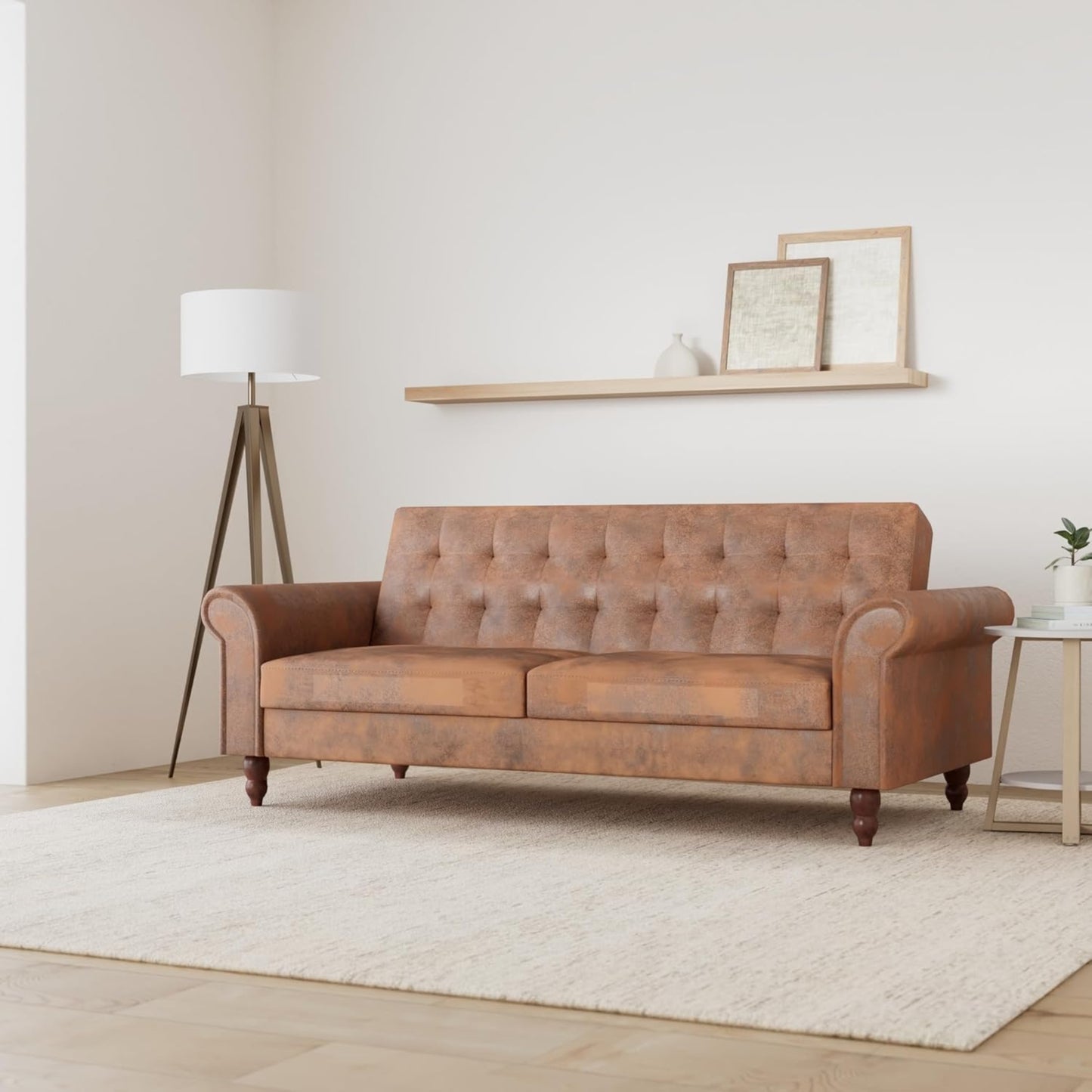 VidaXL Canapé-lit convertible avec accoudoir Daim synthétique Marron