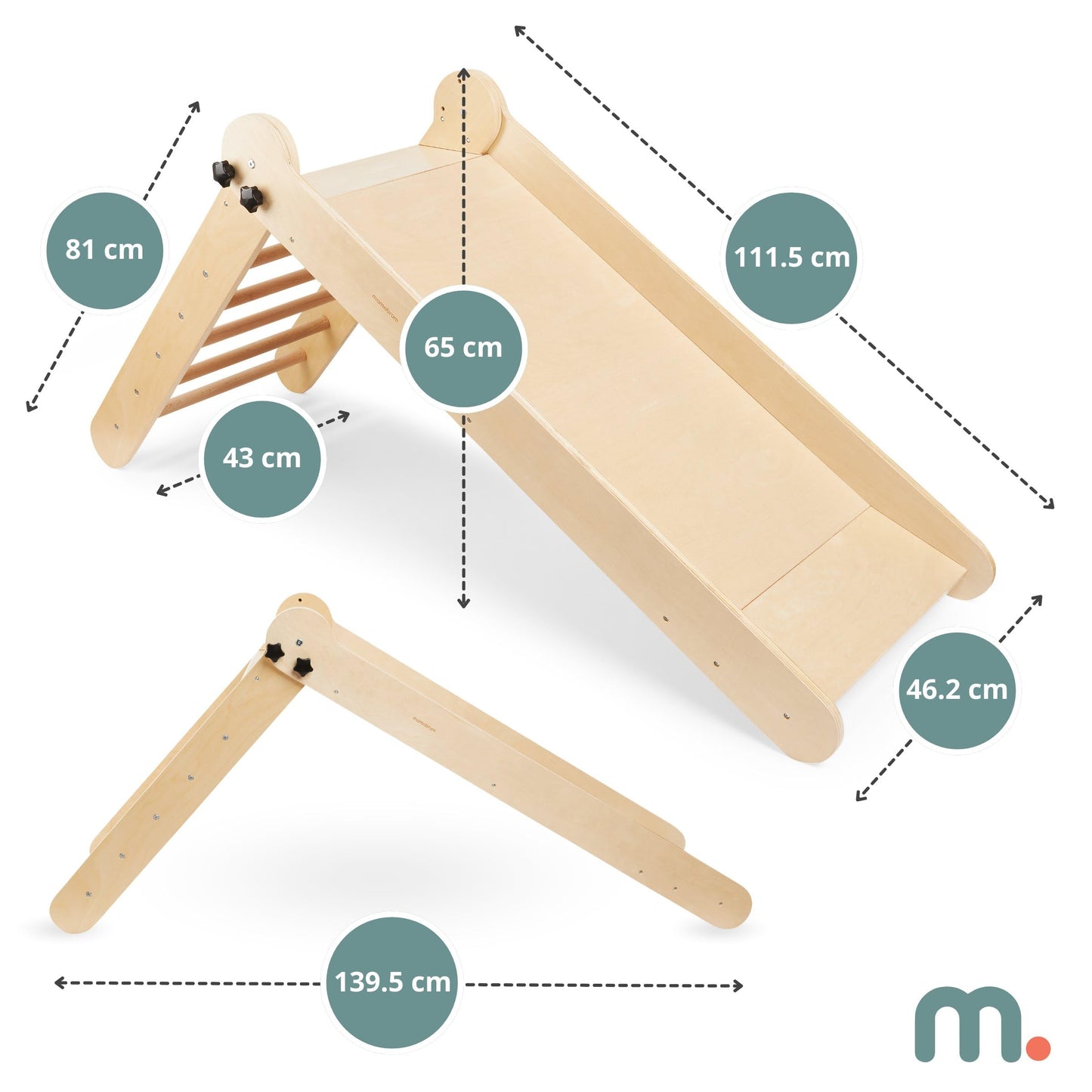 Mamabrum Wooden Pet Playground XL 5-in-1, Slide, Swing, Climbing Wall, Net and Ladder for Active Toddlers, Sturdy, for Active Homepage, Support Baby Development