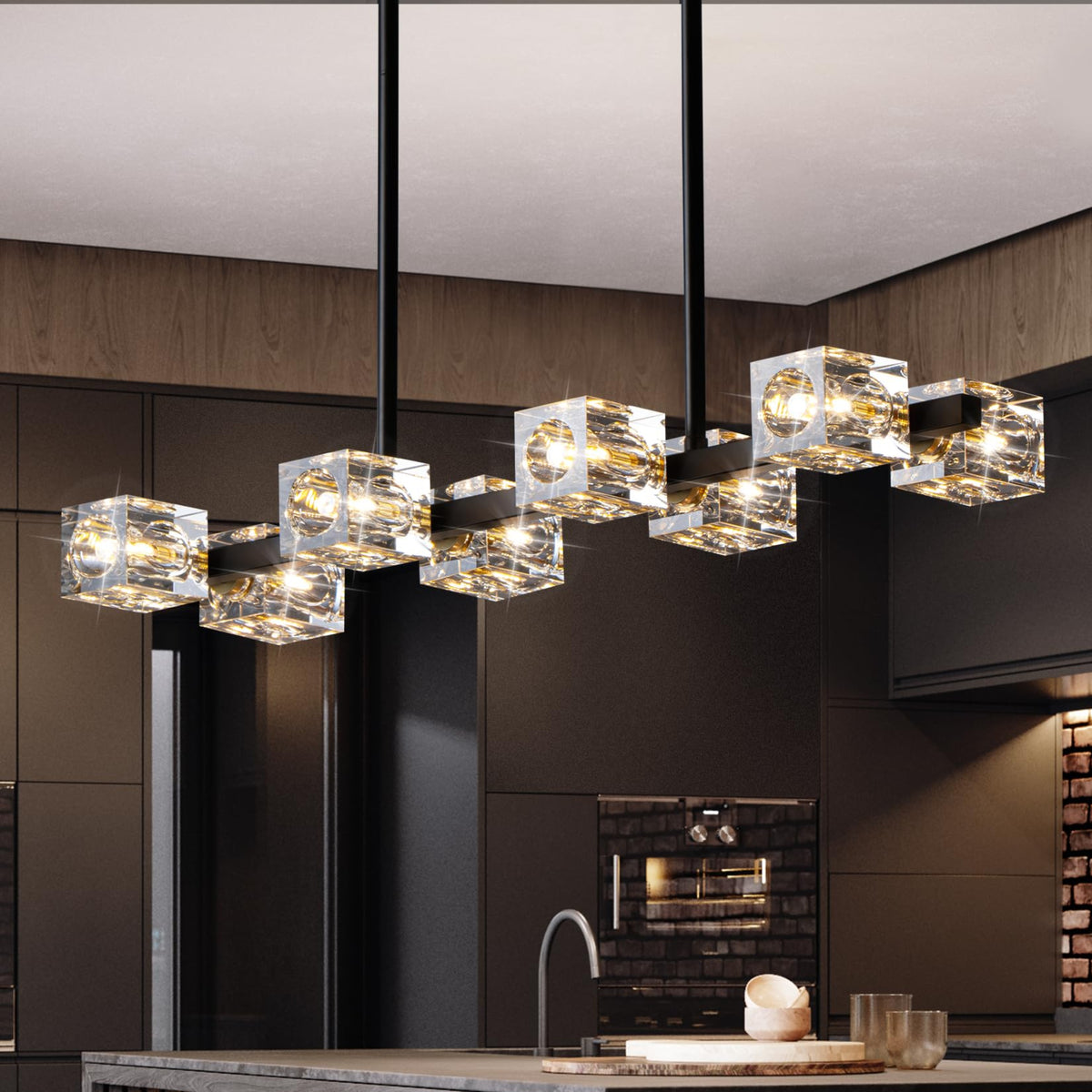 Modern Kistall Semi-Flush Ceiling Light Living Room, 8 Lights, Gold Crystal Chandelier, Semi-Flush Crystal Chandelier, Luxury Ceiling Light for Bedroom, Dining Room
