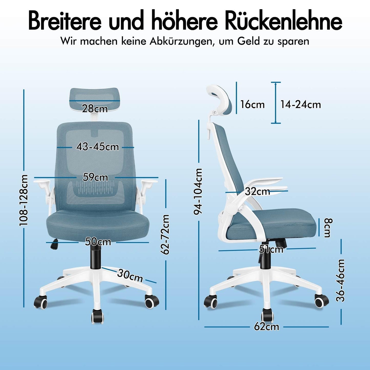 ALFORDSON Ergonomic Office Desk Chair, Computer Chair with Dynamic Lumbar Support, Tilting Swivel Chair with Flip Up Armrest, Black