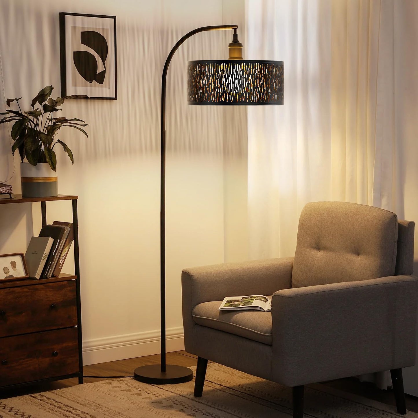FRIDEKO HOME Moderne Deckenlampe Schwarz,Durchbrochener Rund Ø30cm Deckenleuchte E27 One Flammige Stoff Lampenschirm Lampe für Schlafzimmer Wohnzimmer Küche Flur