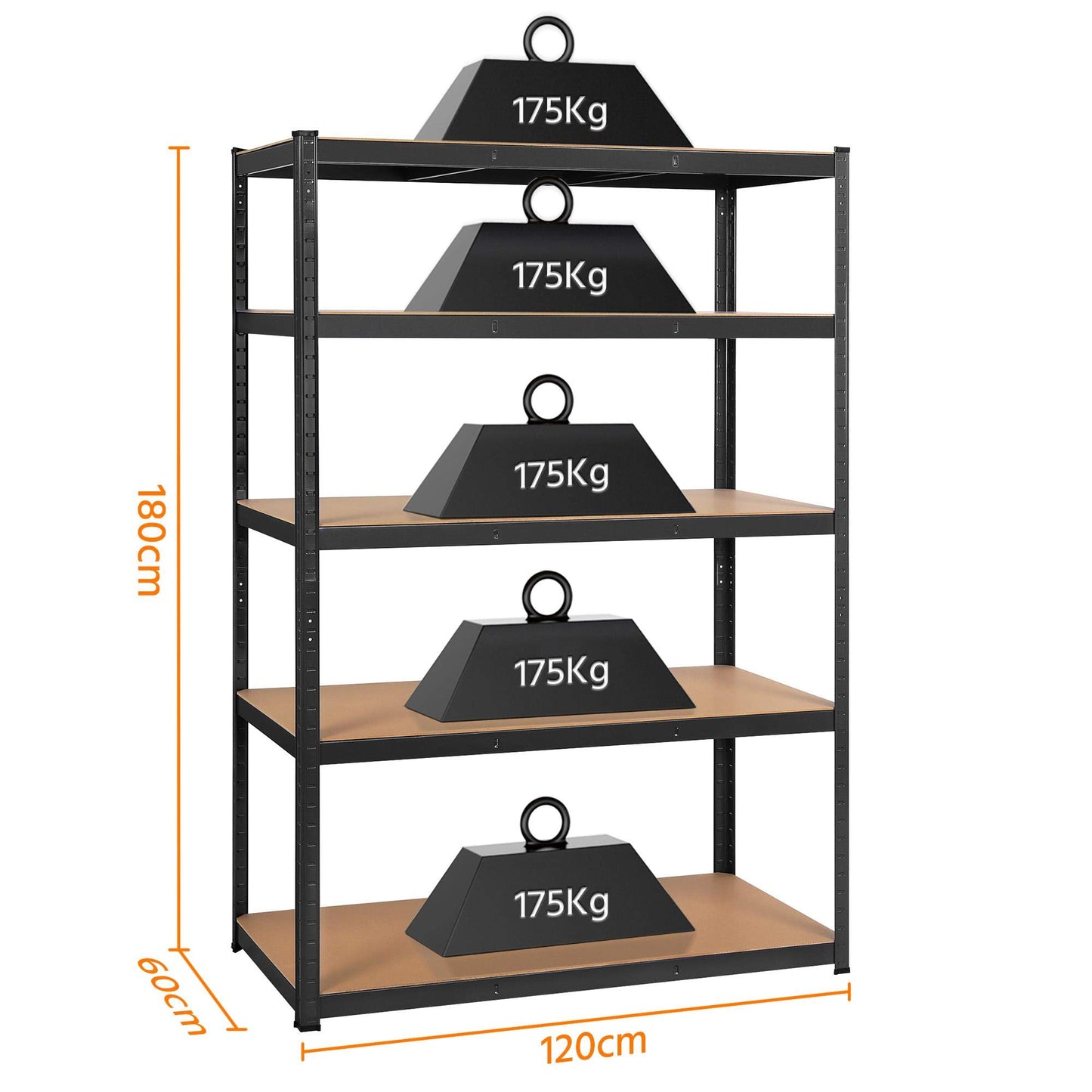 Yaheetech Heavy Duty Shelving Unit 180 x 120 x 60 cm 5 Shelves Metal Shelf Maximum Load 875 kg Cellar Shelving Unit Workshop Shelf