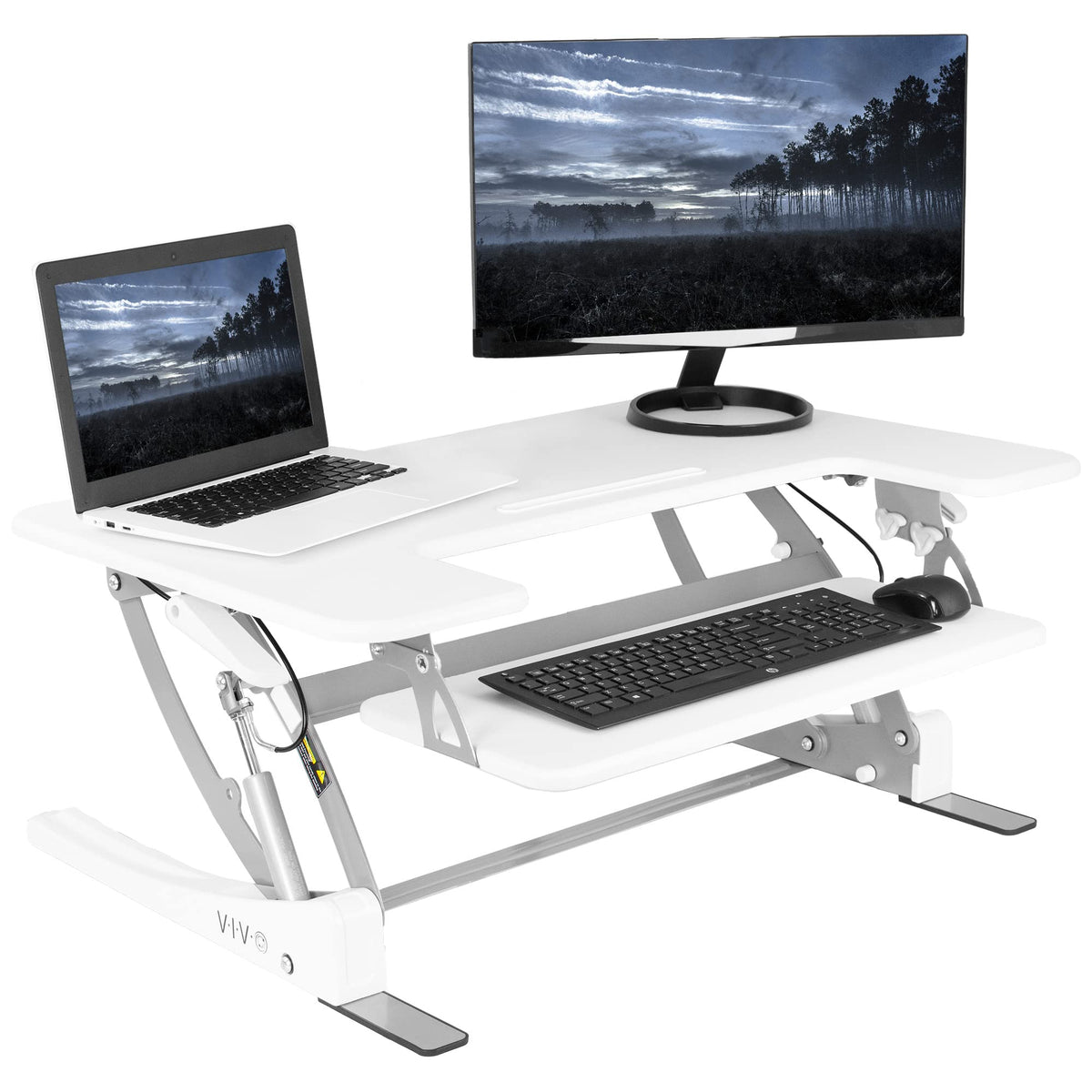 Vivo Black Height Adjustable 36" Stand up Desk Converter | Quick Sit to Stand Tabletop Monitor Riser (DESK-V000V)