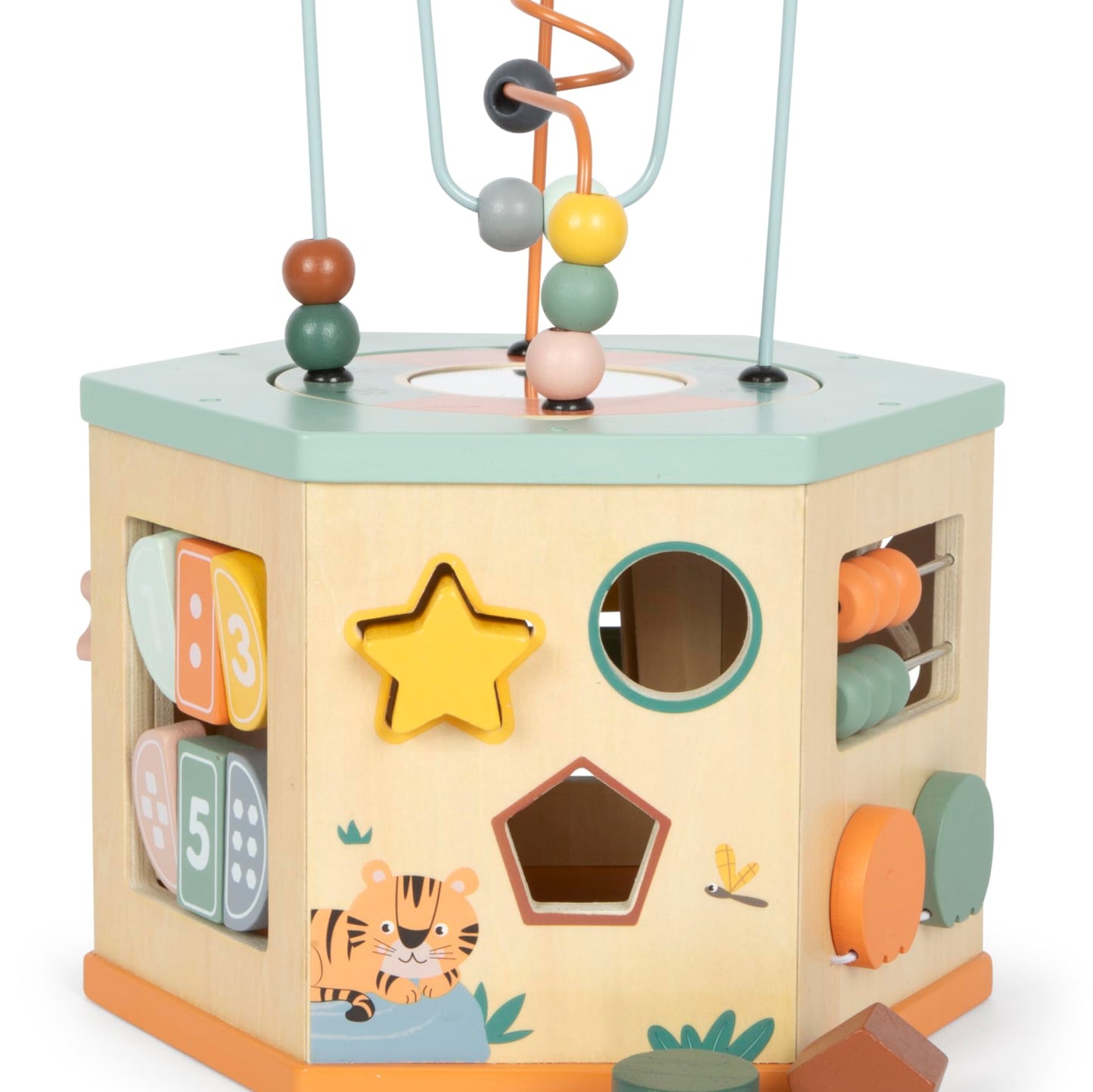 Small Foot Wooden Motor Skills Cube "Safari" Motor Skills Toy with 7 Sides Educational Toy for Children from 1 Year 12641