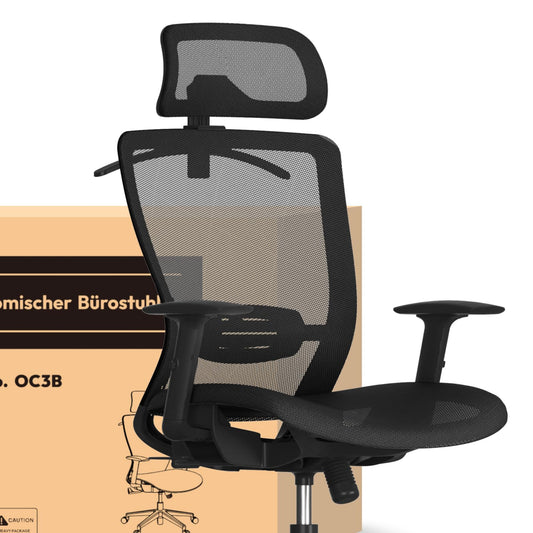 FLEXISPOT OC3C Office Chair Ergonomic Desk Chair Computer Chair Height-Adjustable Seat Headrest Armrest Lumbar Support Swivel Castors Work Chair