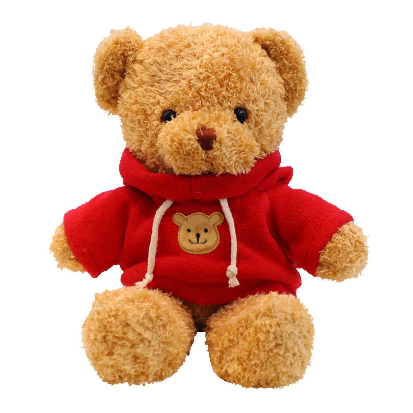 Teddy Bear Soft Fur Teddy Bear with Hood Paw Print Plush Toy Cuddly Toy Stuffed Toy Gift (Red, 30 cm)