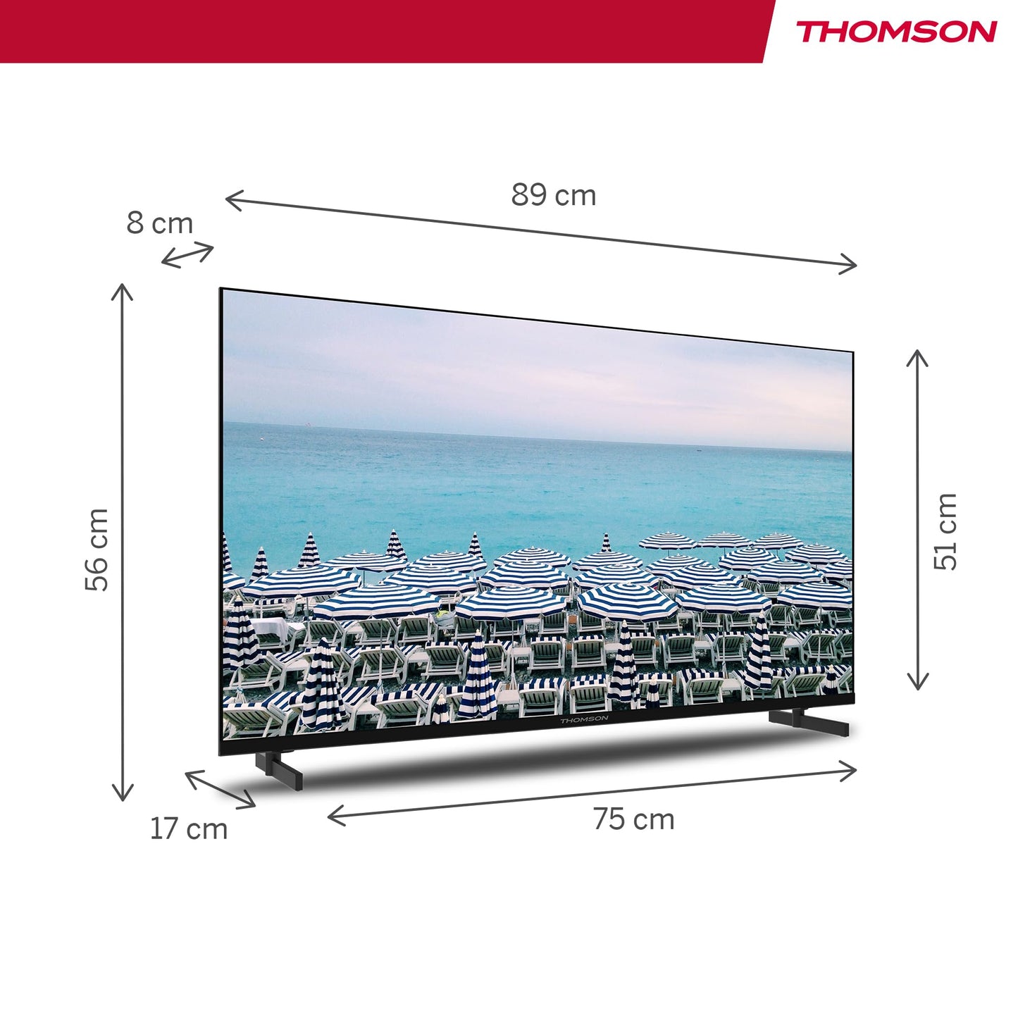 Thomson 24 Inch (60 cm) LED HD Easy TV - No Smart - Hotel Mode, USB, HDMI, Triple Tuner (Cable, Satellite, Antenna), AV IN, CI+, A+ Panel - 24HD2S13