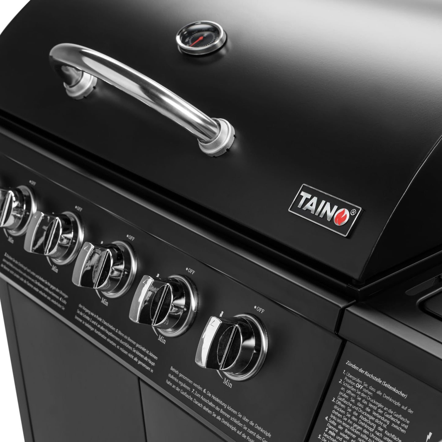 TAINO Basic BBQ Gas Grill Trolley Stainless Steel Burner + Side Burner Grill (Gas Grill Basic 4+1 Set)