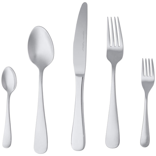 Amazon Basics Essbesteck-Set mit Eckiger Rand, Edelstahl, 20 Stück Set, für 4 Personen, Silberfarben