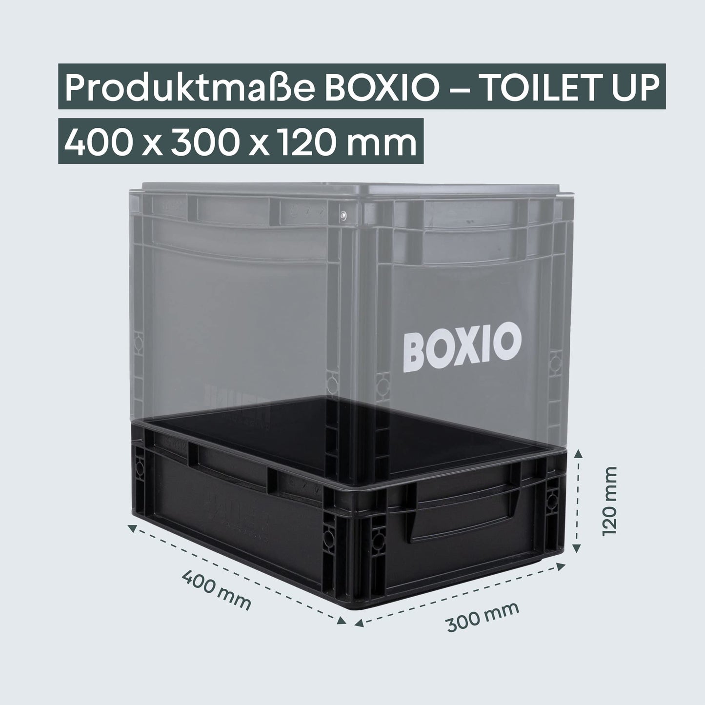 BOXIO Solo: Storage Box with Lid - Eurobox 40 x 30 x 28 cm - Perfect Plastic Box Transport Box Made of Plastic for Camping, Boat, Cellar or Garden - Stackable with Other Euro Boxes